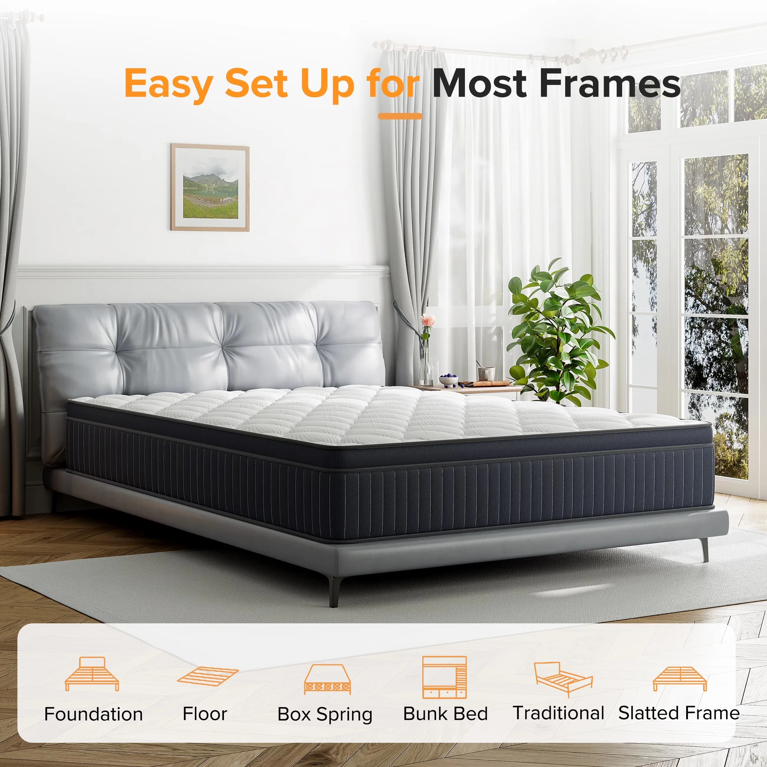 Mattresses Accessory Stylish with Mattress-In-A-Box, Hypoallergenic, Breathable Construction - Gel Memory Foam, Sponge, Knitted... Model 8EB6AF