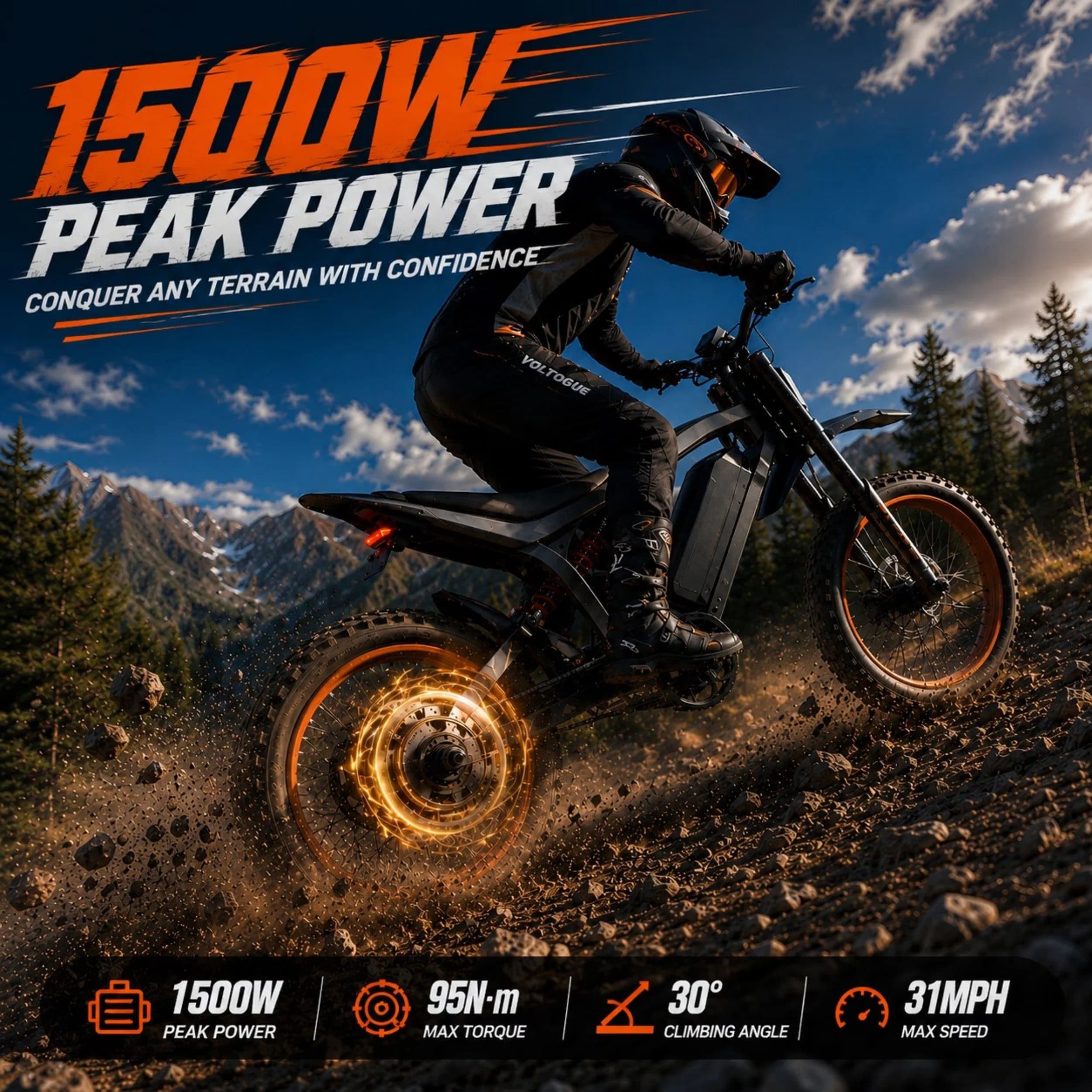 Electric Bike Compact with Battery, 1000W, 48V - Black J300 - Universal Fit Model 2DD689
