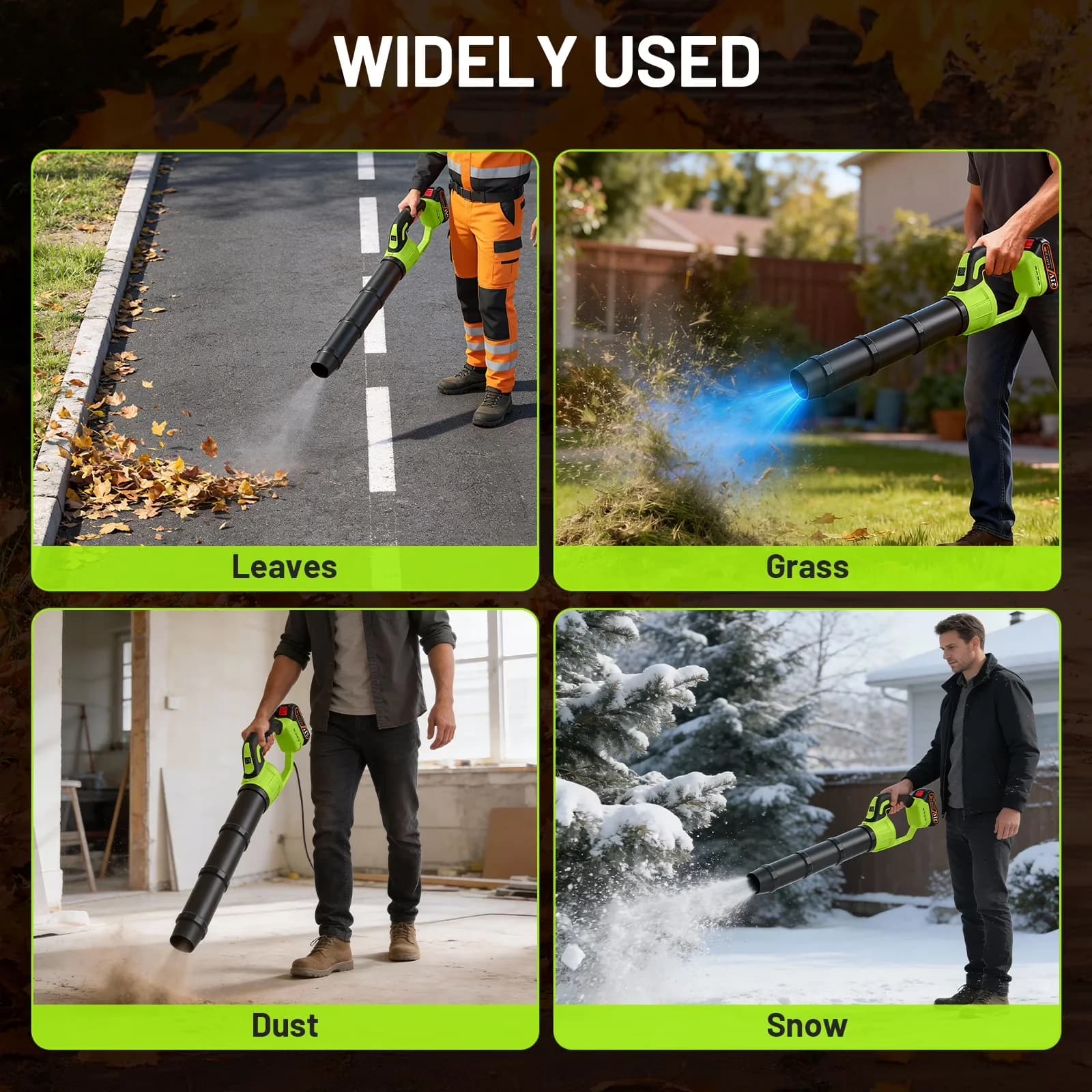 Stylish Leaf Blower with Battery, 3 x 2000mAh Batteries & Charger, Cordless - Model 360EBB