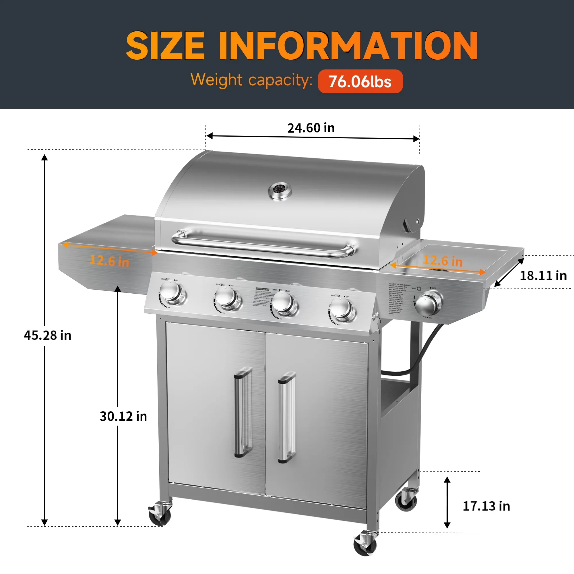 Flat Top Grill Premium with 58000 BTU, Portable - Stainless Steel, Iron for Patio Model 0E956B