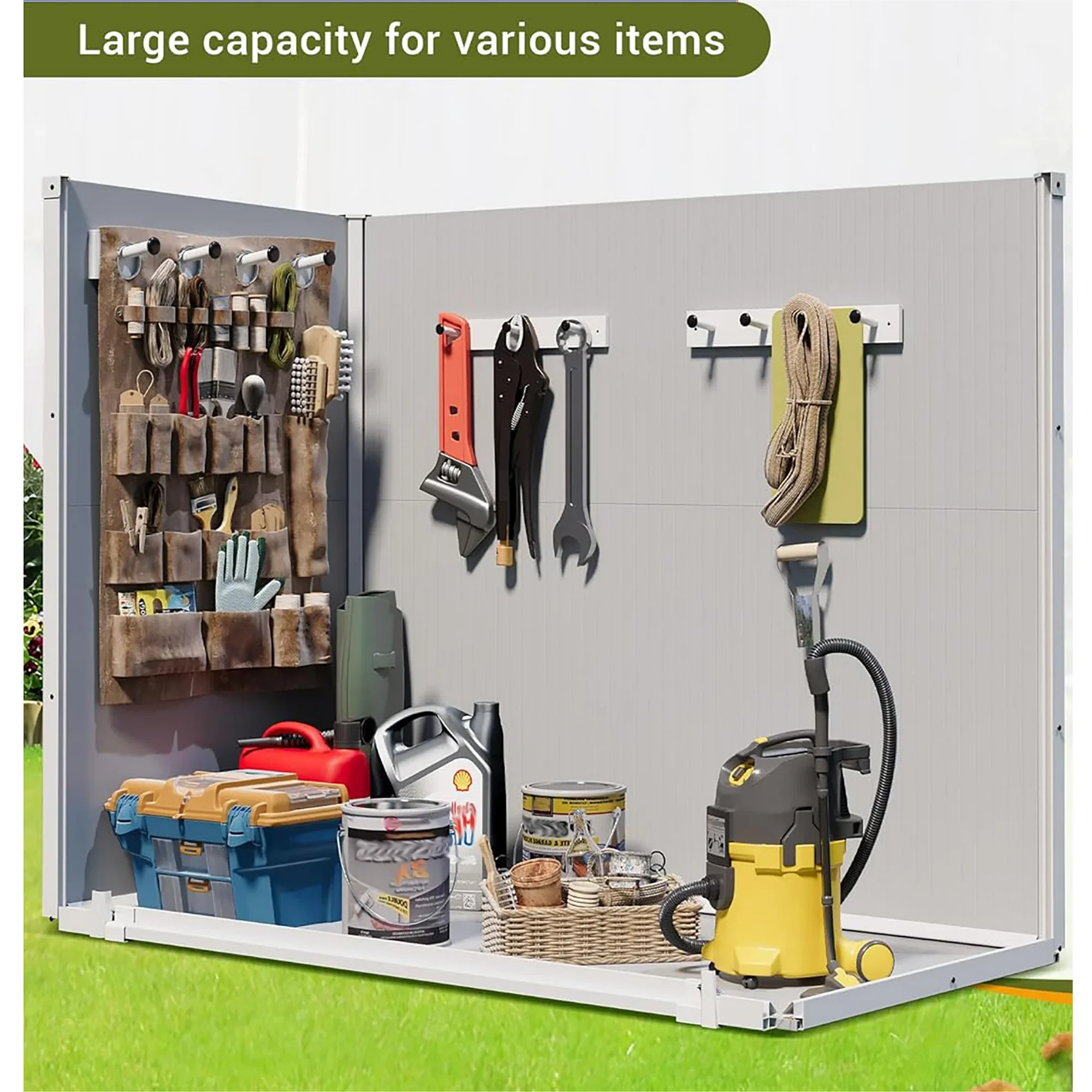 Essential Shed with Lockable Door, Uv Resistant, Water-Resistant - Resin 41 Cu.ft for Garden Model 20DCFD