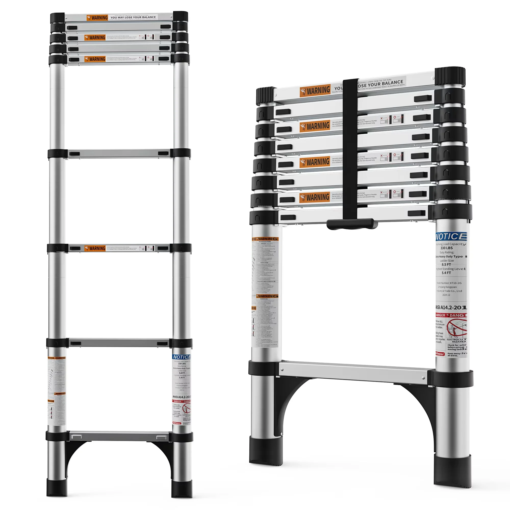 Durable Ladders And Step Stool with Adjustable, Heavy Duty Capacity, 8.5FT Aluminum Telescoping Ladder - Metal 8.5' for Home, Rv Model 70C5E7
