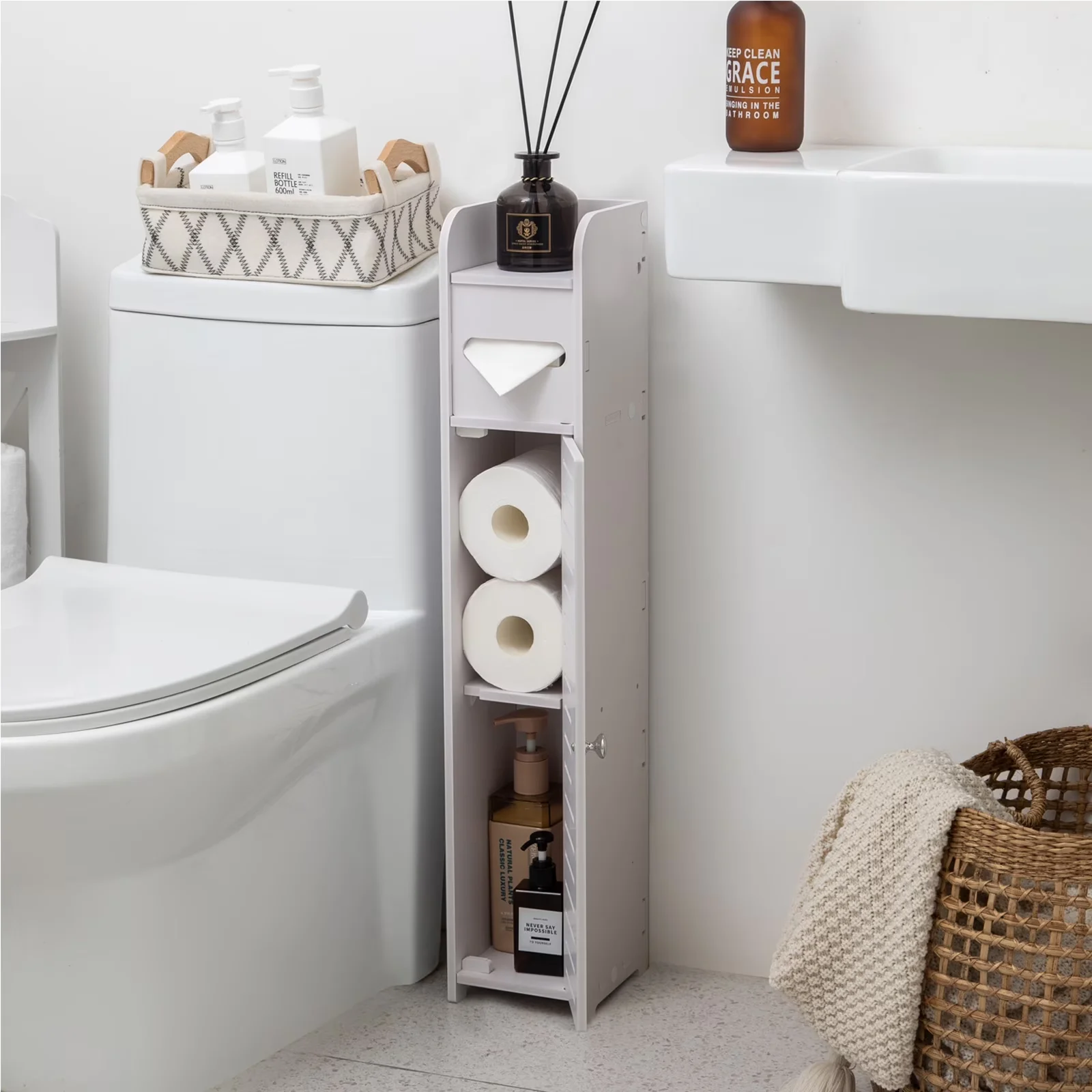 Quality Bathroom Renovation with Modern, Toilet Paper Holder Stand, Small Storage Cabinet - Pvc for Small Model BE7C4E