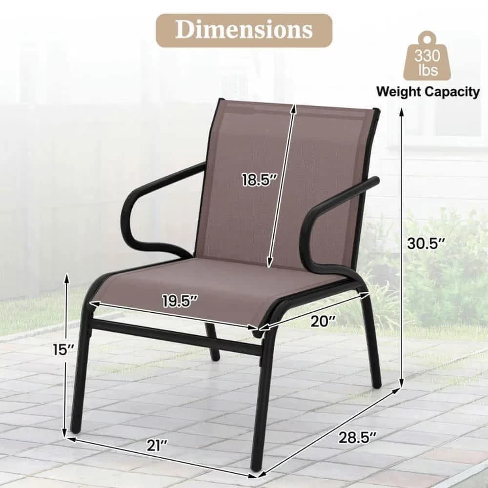 Professional Patio Chair with Modern, Breathable Fabric, Modern Chairs Set of 2 - Brown Metal, Fabric Model A51E3B