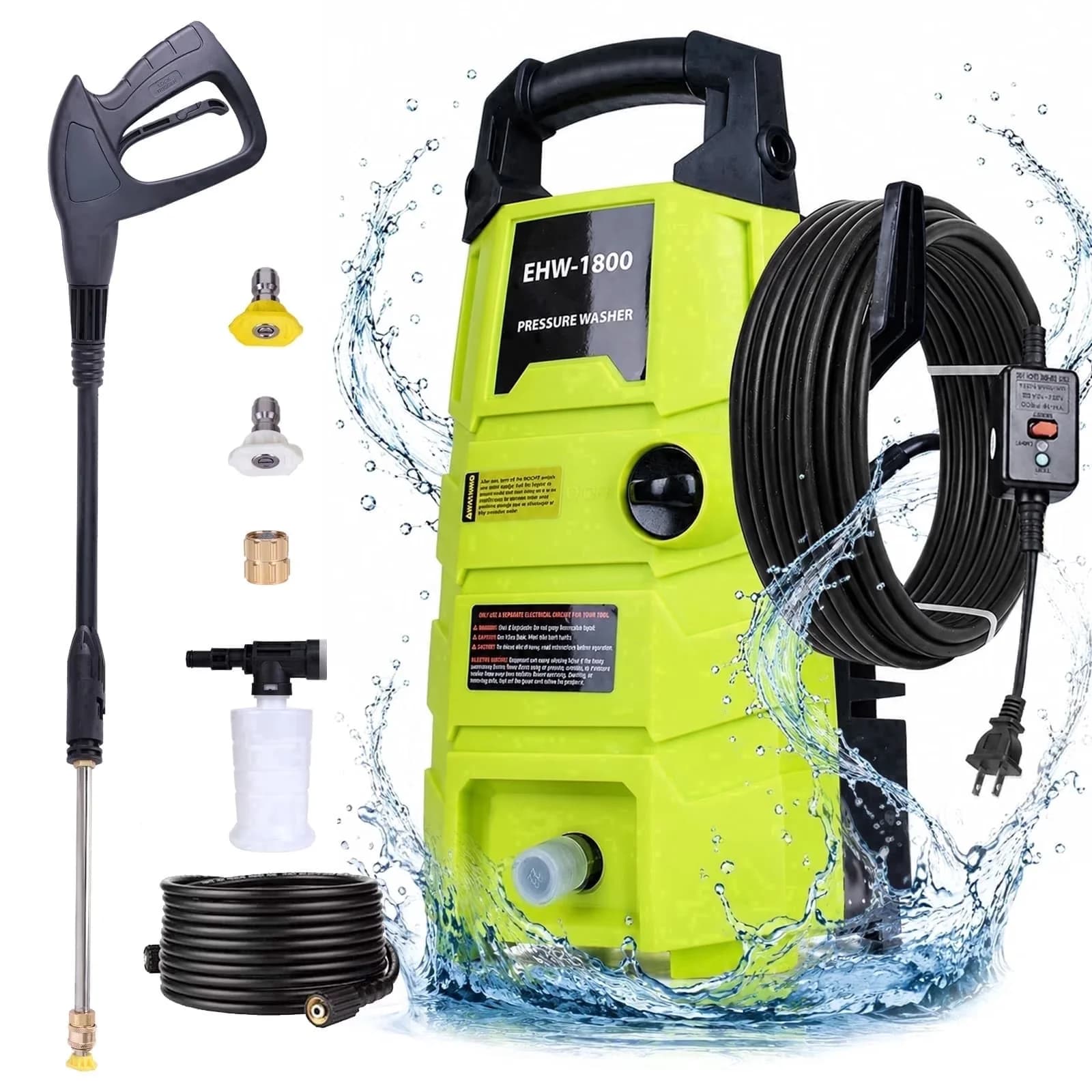 Reliable Pressure Washer with 120V, Quick Connect Tips, (6) 2 * nozzles(yellow:15°)(white:40°) - Model 75CBD1