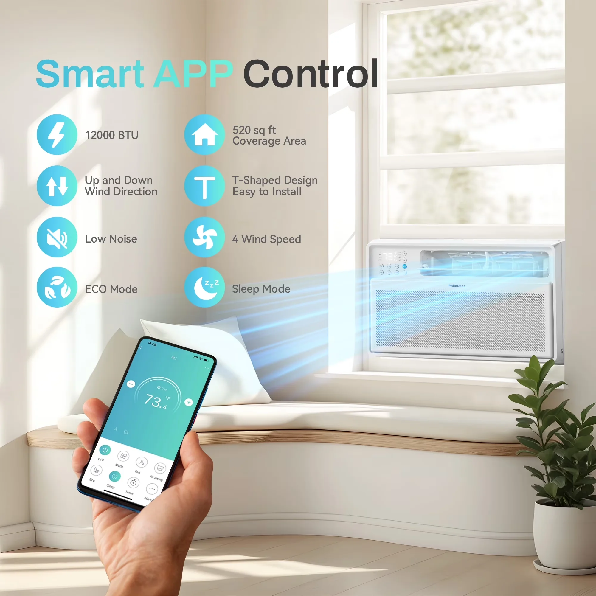 Efficient Air Conditioner with 12000 BTU, Short Cycle Protection, Window - Model 207D74