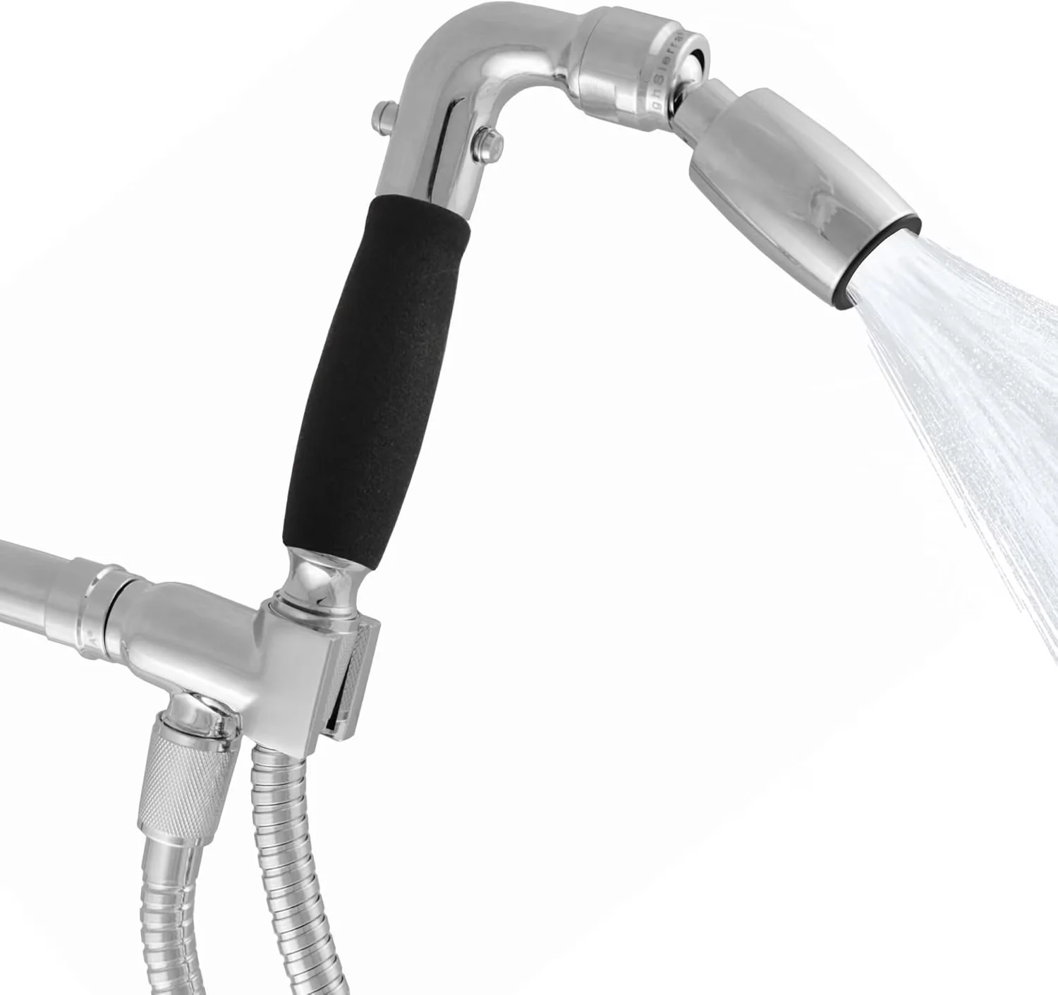 Versatile Shower Head with Low Flow, Slip-Free Grip: Polished Chrome - Solid Metal Silver Model AAE8B3