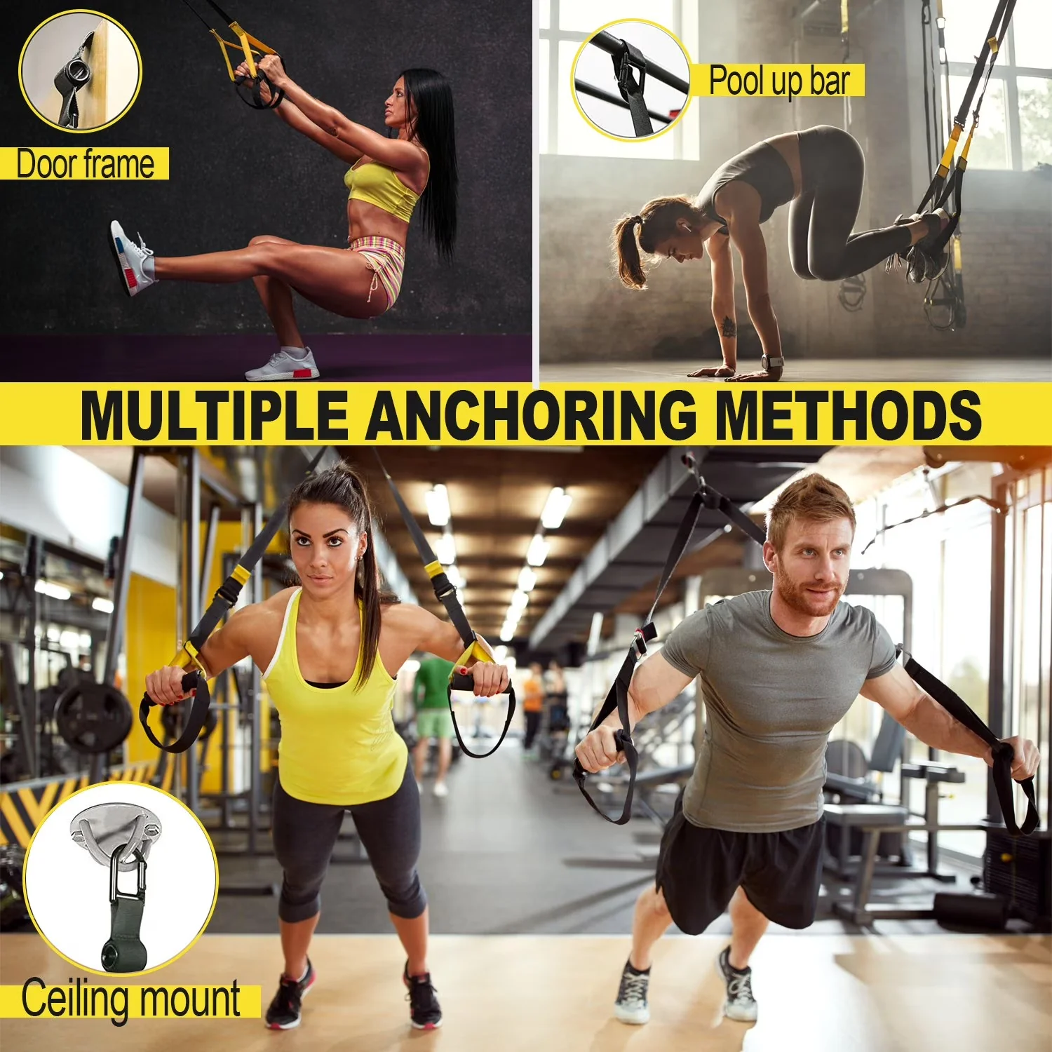 Versatile Home Gym Accessory with X-mount - Stainless Steel Black Suspension Model 3179DB