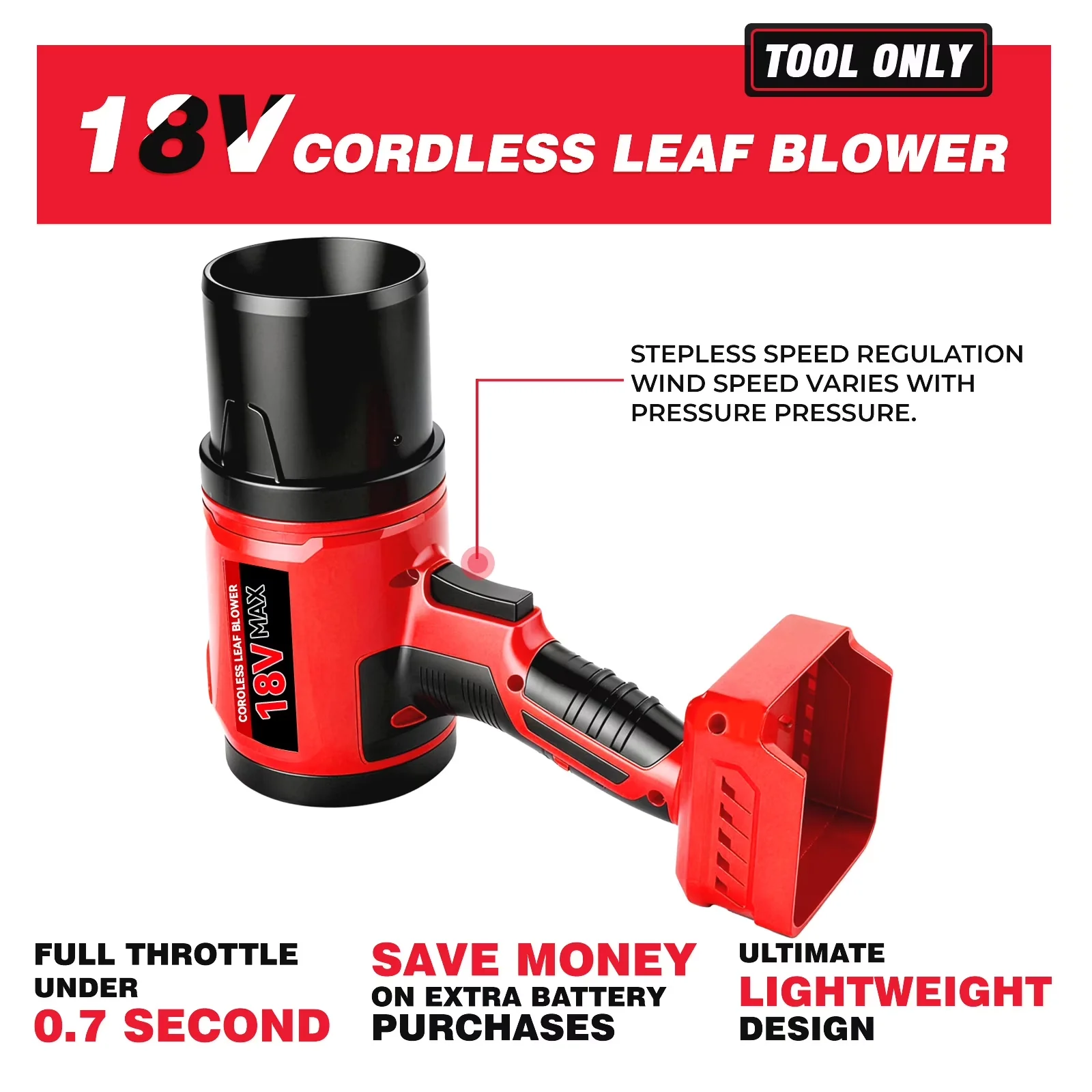 Leaf Blower Compact with Battery, Cordless - 720-CFM - Industrial Grade Model A88136