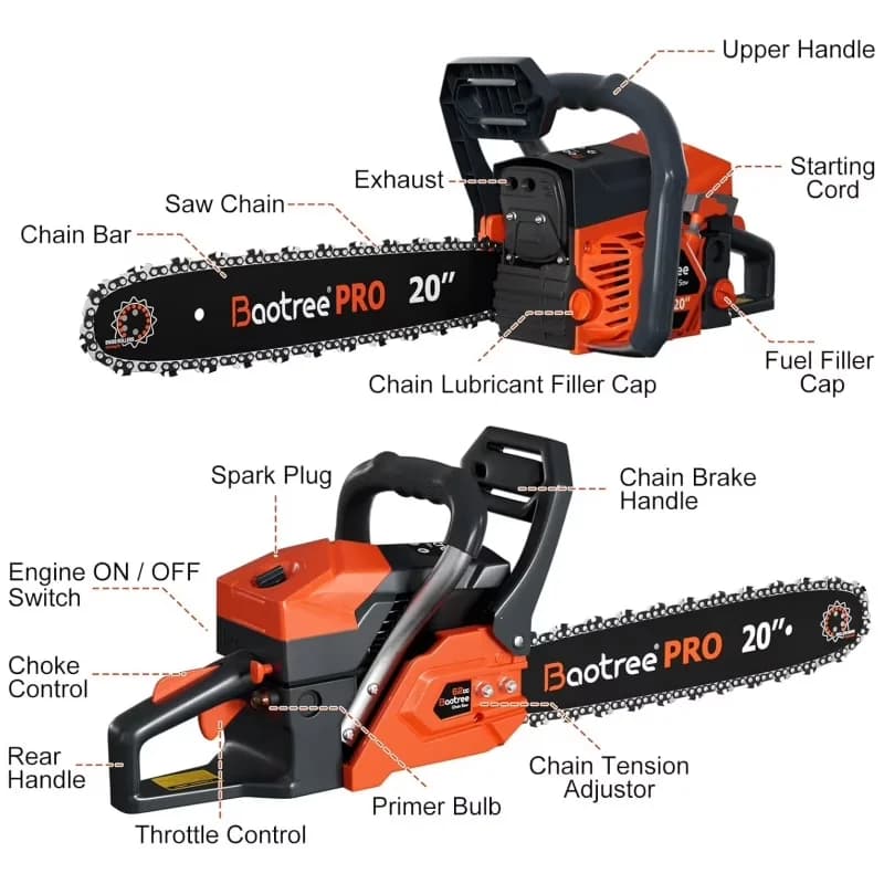 Chainsaw Professional with Chain Brake, Anti-Vibration, 3D Anti-Kickback & Tool-Free Tensioning - Red Model 756BF3