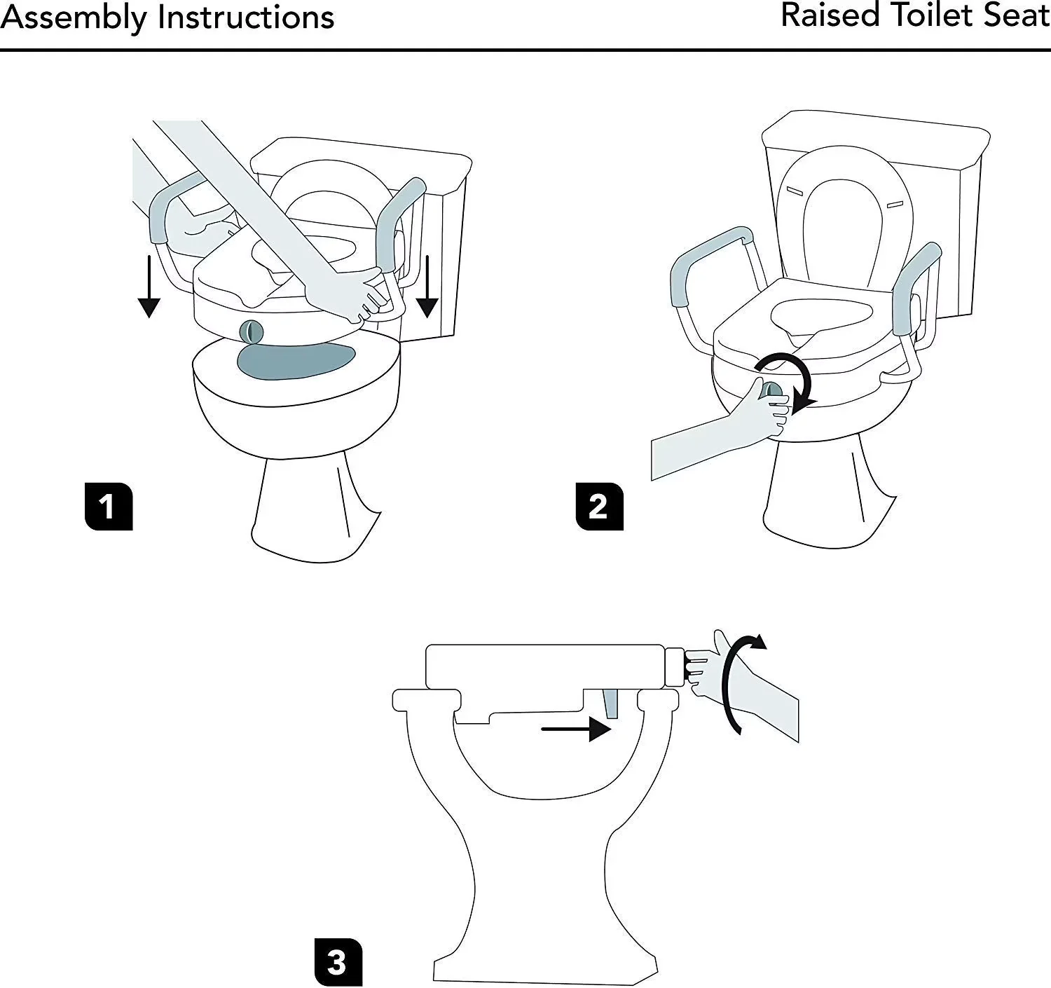 Compact Toilet Seats And Lid with Easy Installation, E-Z Lock Seat Riser - White Plastic Model 5DBCCC