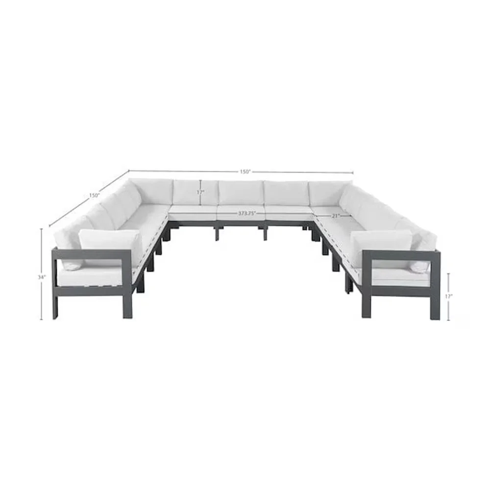Compact Outdoor Sofas Sectional with Water-Resistant, Contemporary - Fabric White Model 54C718