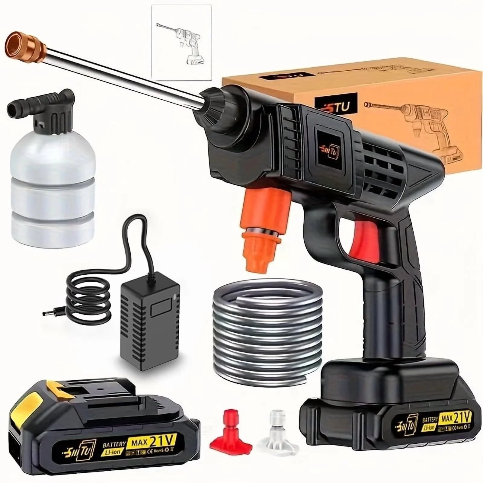 Premium Pressure Washer with Battery, Adjustable Wand for Car, Outdoor - Model 5A08DC