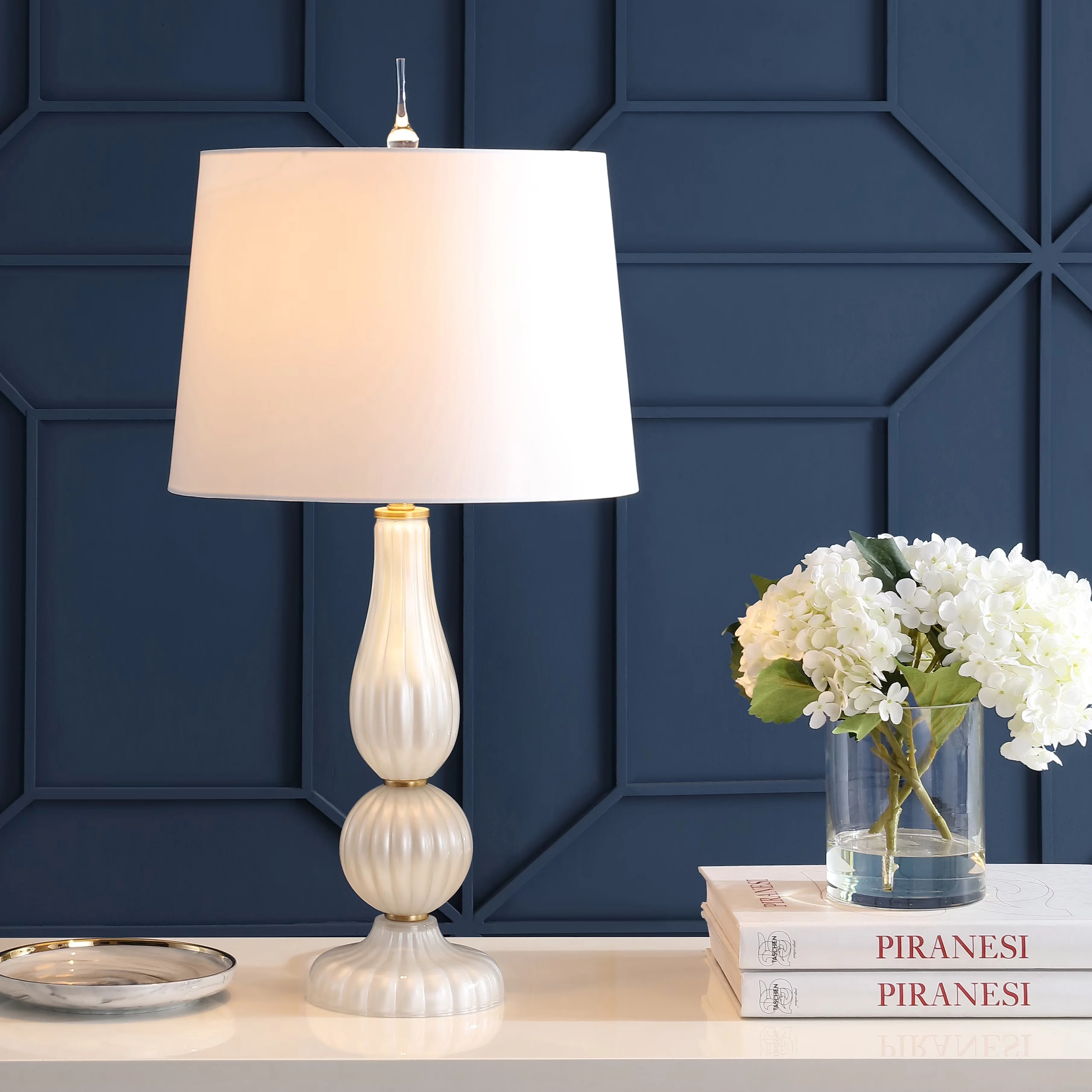 Modern Table Lamp with LED, Contemporary, Accent Lamps - Glass White JYL2072A Model B4DC63