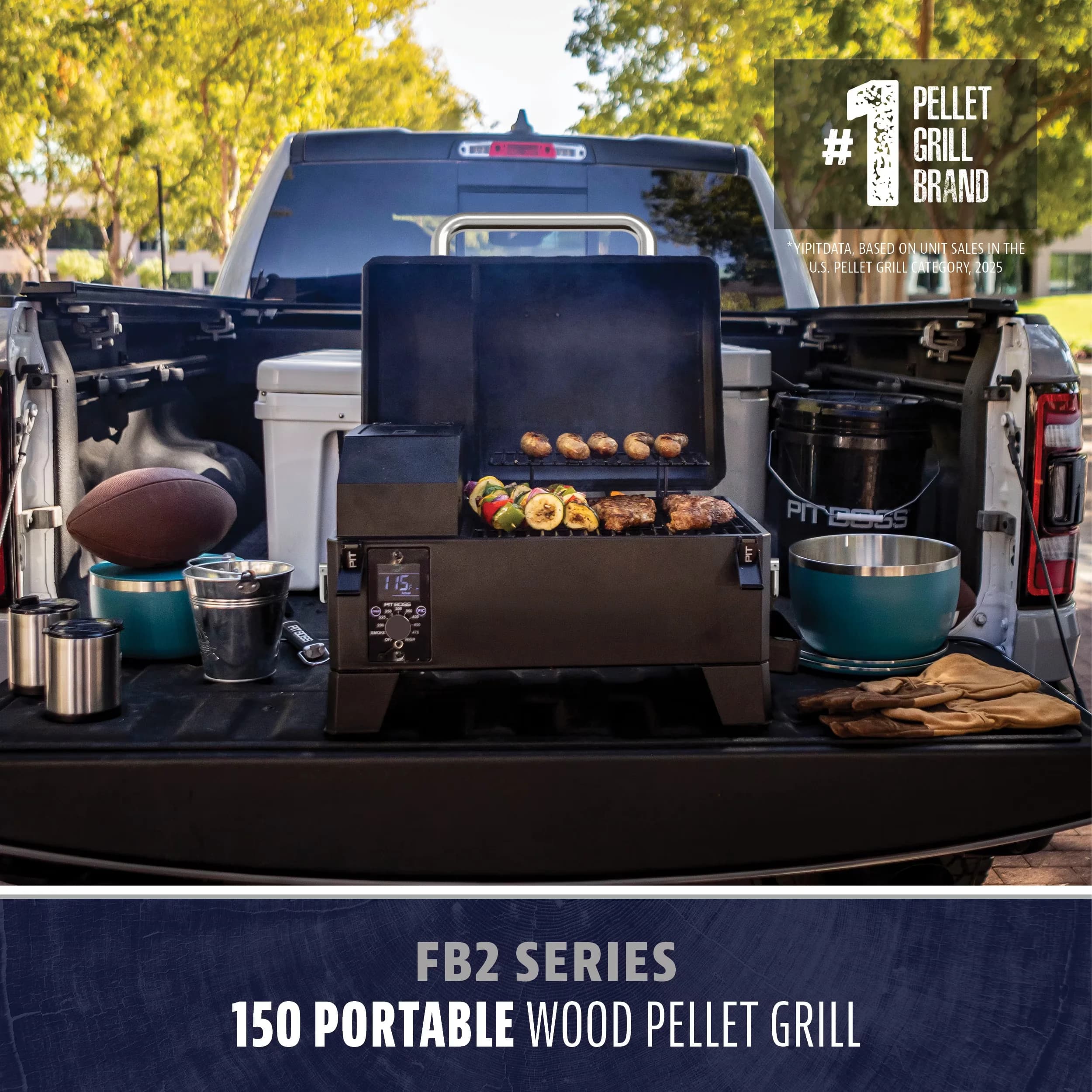 Smoker Durable with Grease Pan, Warming Rack, Portable Tabletop Wood Pellet Grill - Heavy Duty Steel Black Model 6686ED