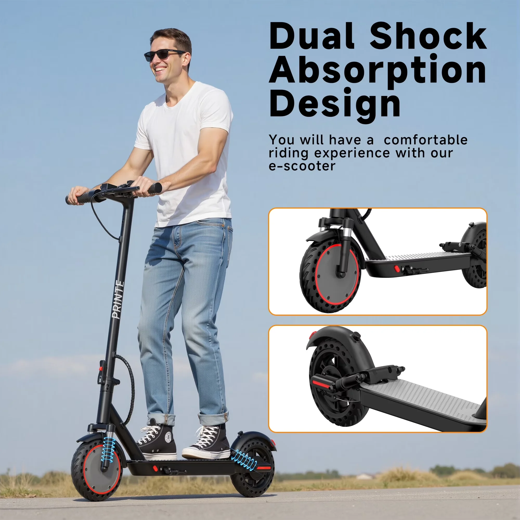 Compact Scooter with 500W, Headlights, N2 10' Electric 500W - Black Aluminum Alloy Model 76ADE5