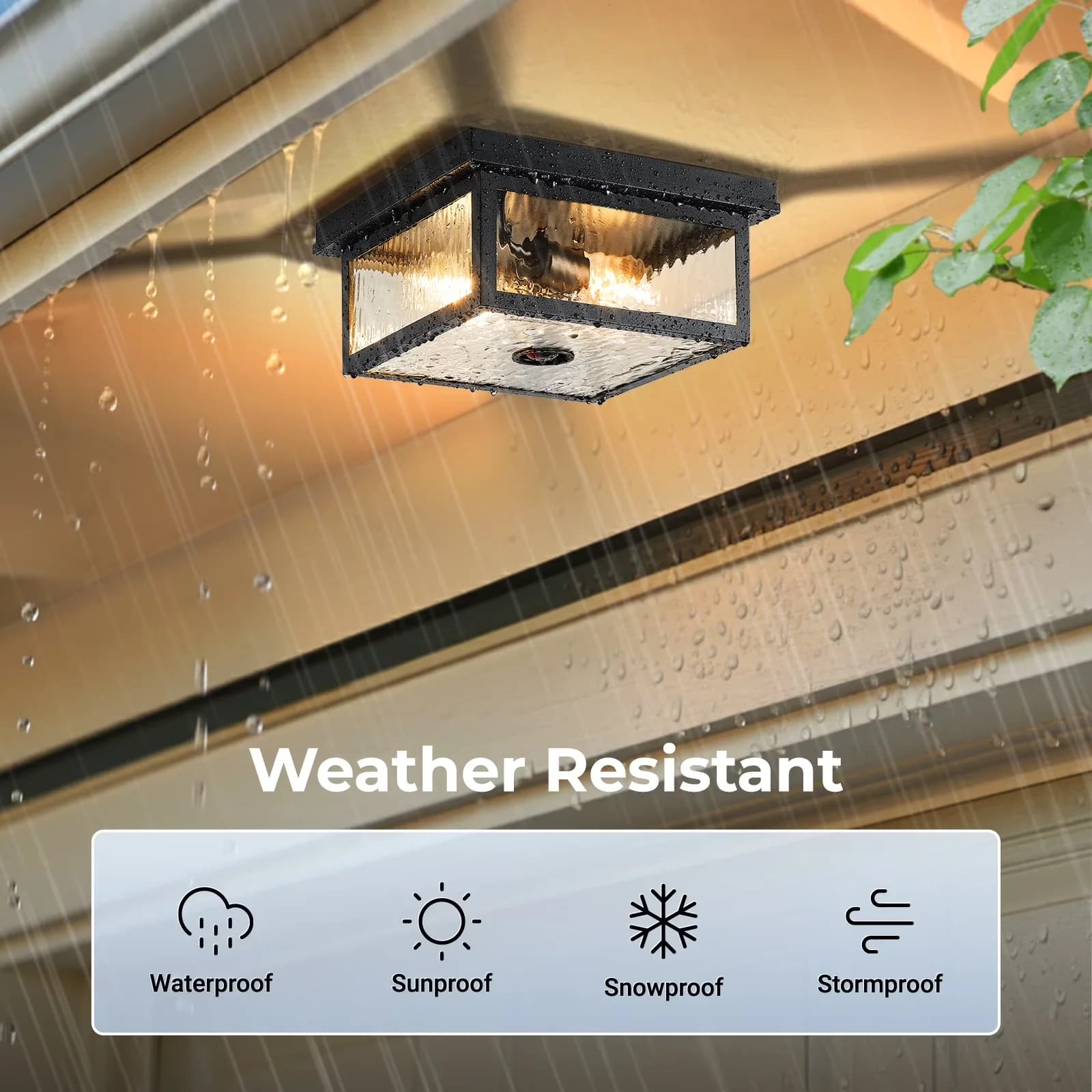 Ceiling Lights Fixture Modern with LED, Smart Technology Capable - Aluminum, Water Ripple Glass Black Model C0F95D