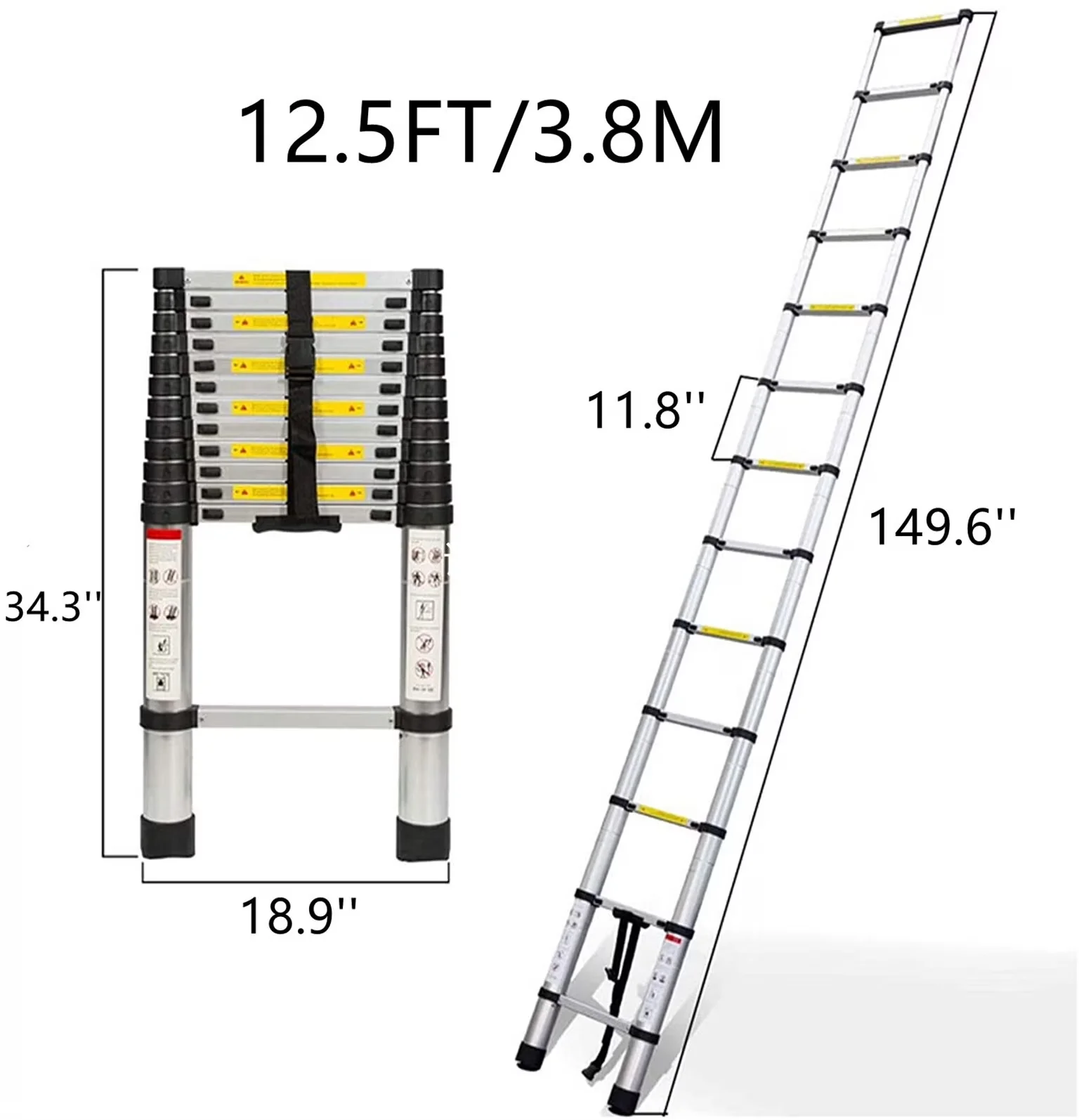 Reliable Ladders And Step Stool with Collapsible, One-Button Retraction Extension Ladder - Aluminum Silver Model 80F697