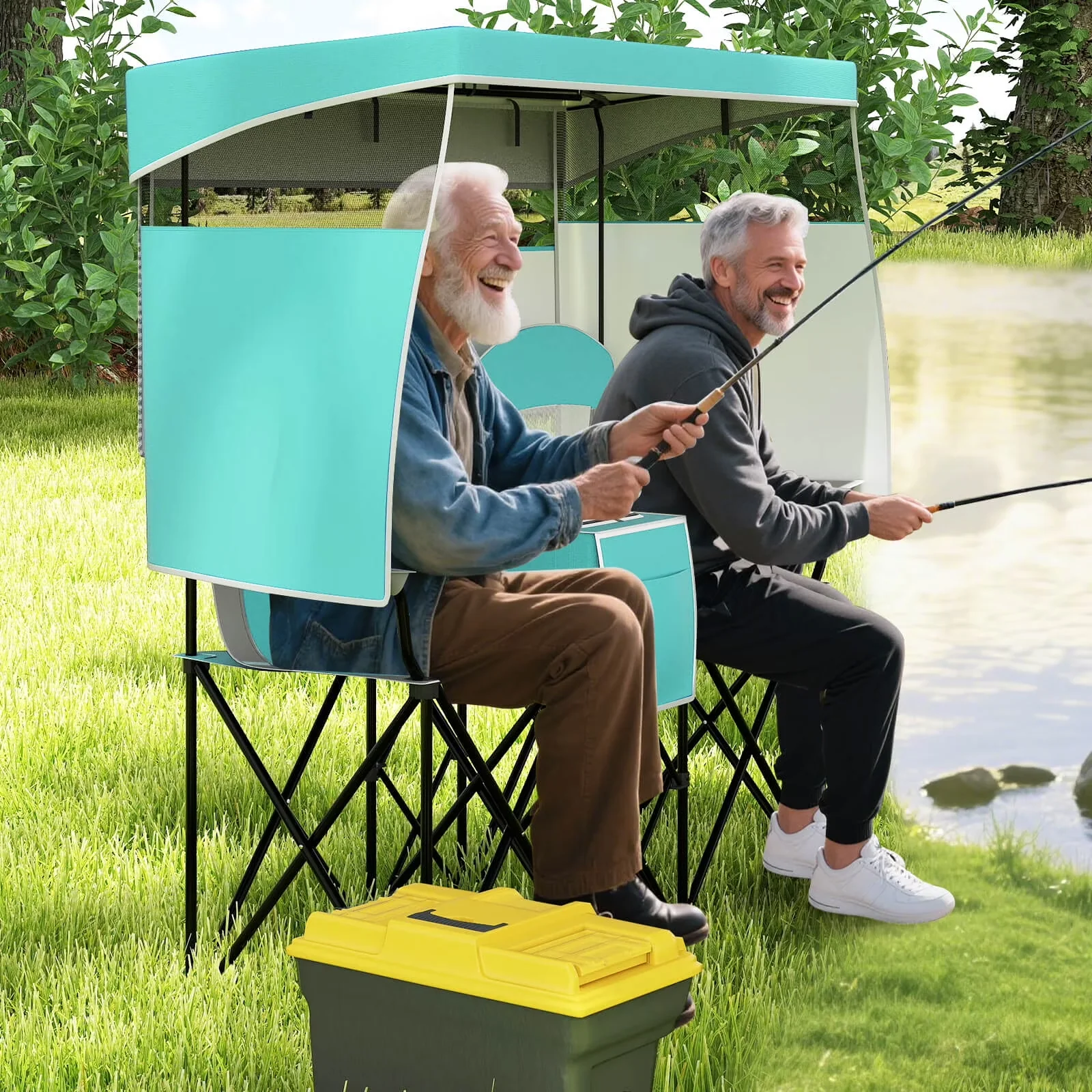 Beach Chair Professional with Folding, Double - Turquoise - Durable Build Model 74587E
