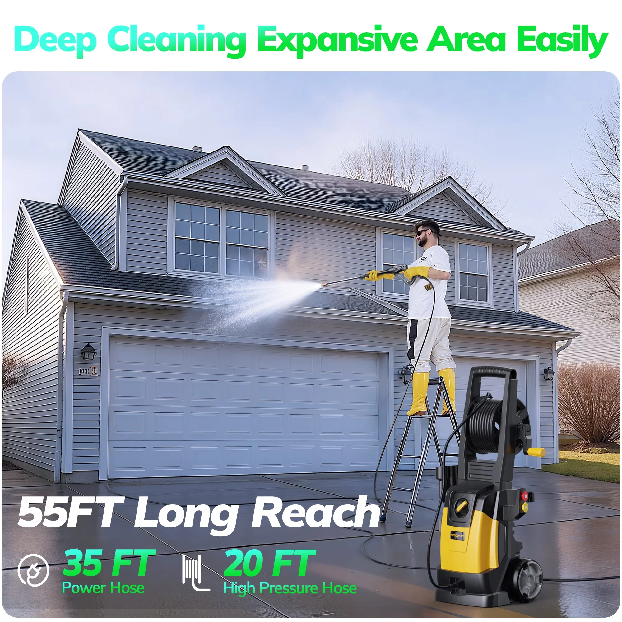 Premium Pressure Washer with Quick Connect Tips, Foam Cannon, 5 Quick Nozzles for Car, Garden - Model 2A8F27