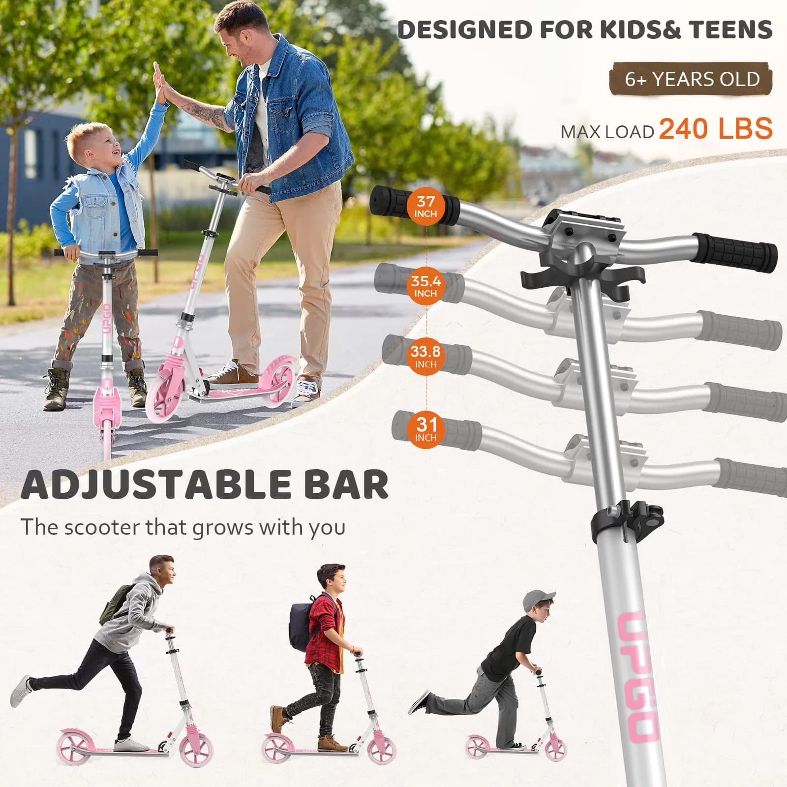 Quality Scooter with Compact, Lightweight - Pink Alloy Steel, Polyurethane Model 2B54A8