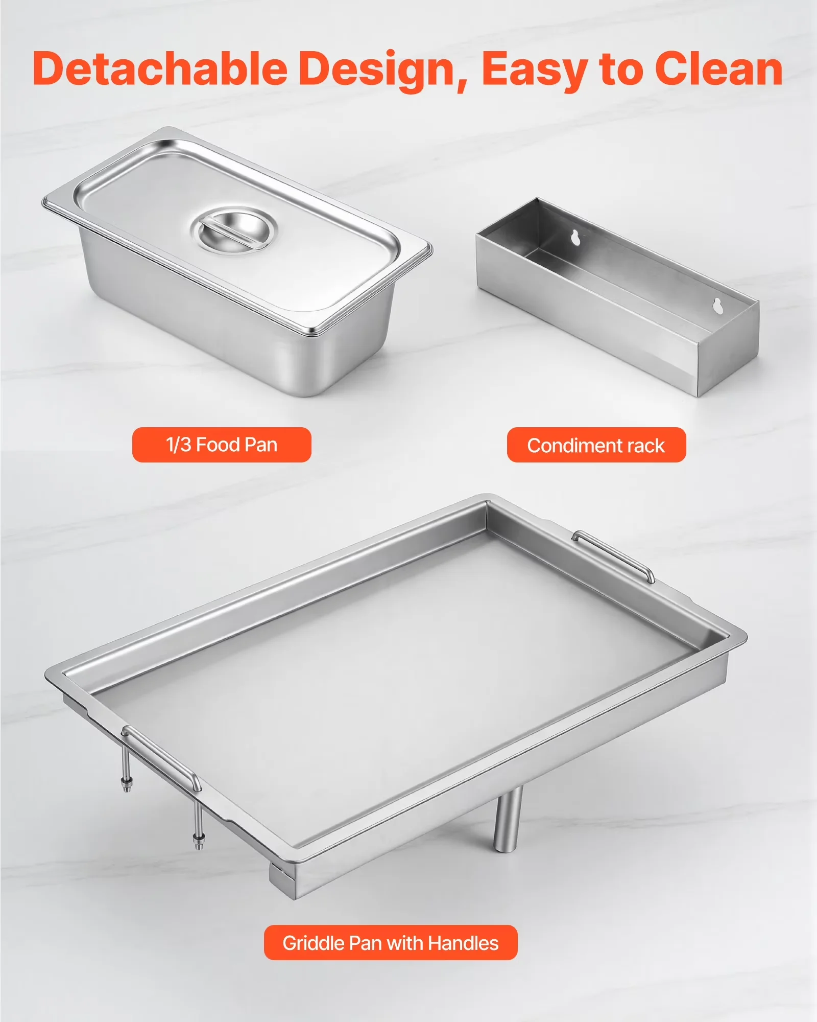 Innovative Flat Top Grill with 11600 BTU, Rust Resistant, 4 Lockable Wheels - Silver Stainless Steel Model EA3F9D