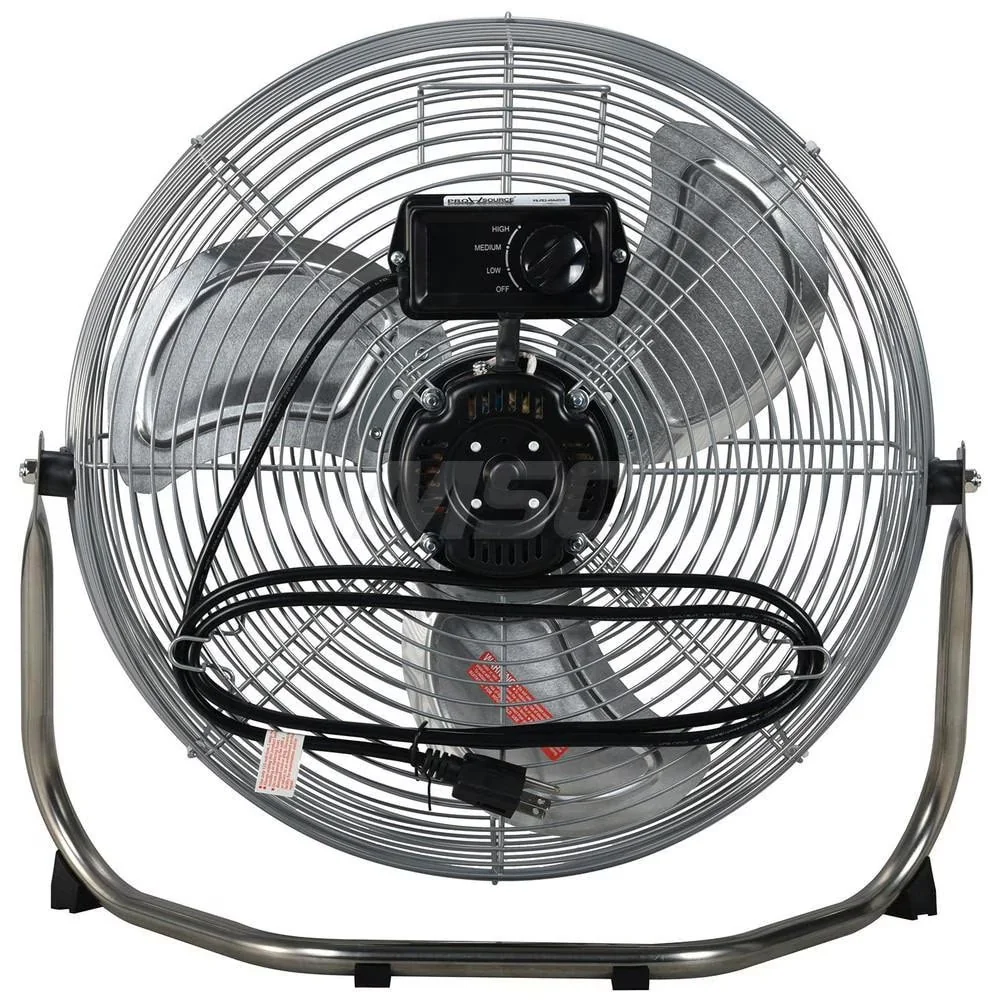 Compact Fans In Cooling with 5686 Max CFM, 18" Industrial Floor Fan, A rotary dial controls three speed - Silver Metal Model 715F13