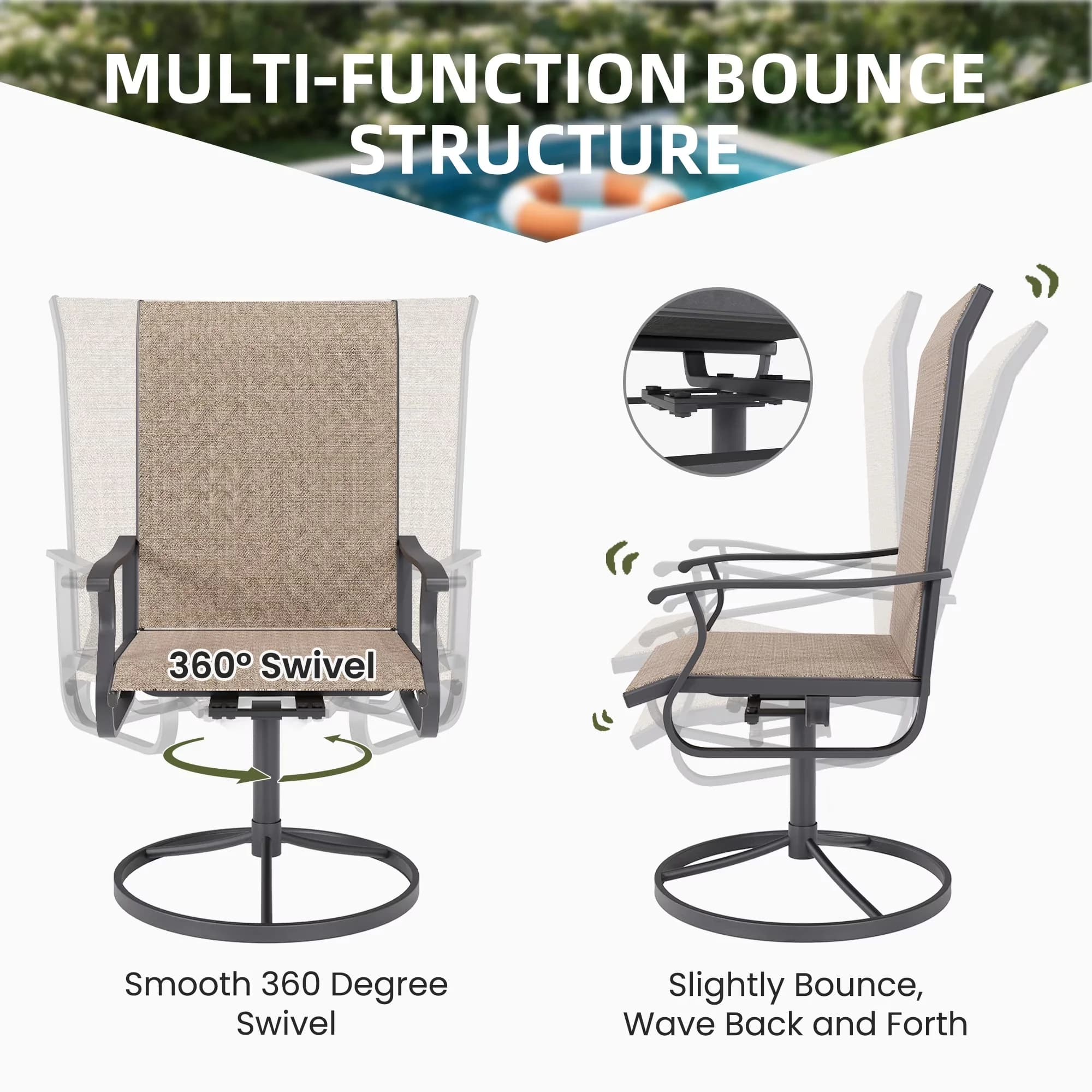 Essential Patio Dining Set with Victorian, Beige - Metal Beige Outdoor Model A2504B