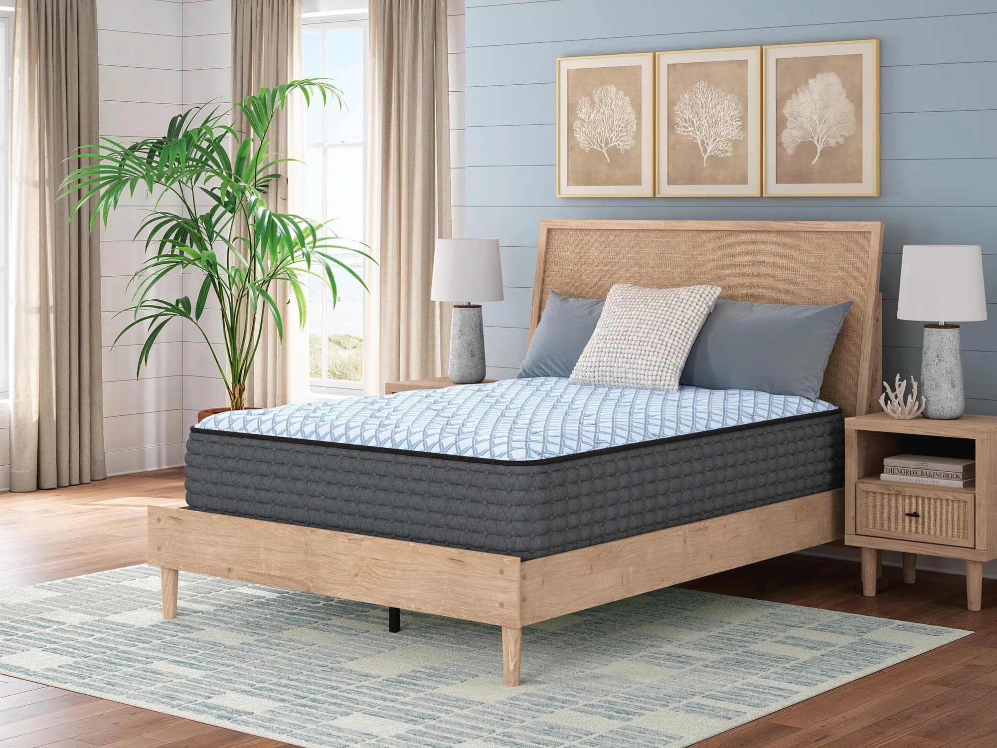 Modern Mattresses Accessory with Hybrid, Memory Foam and Wrapped Coils - Blue Model D55091