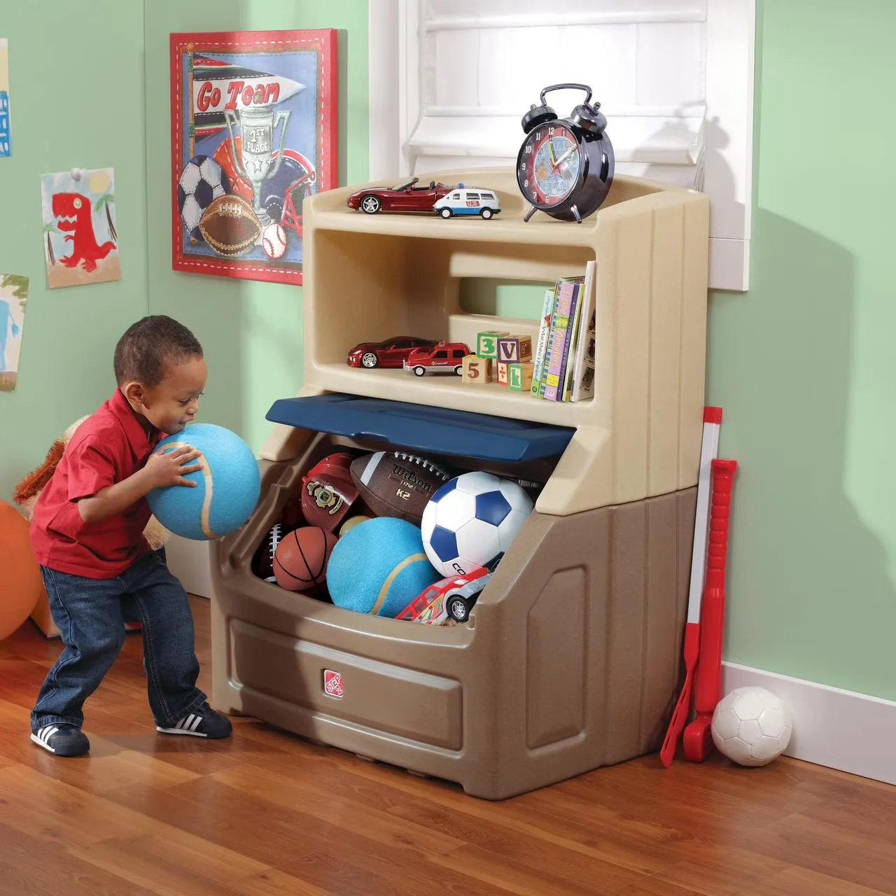 Compact Garage Storage Supply with Scratch-Resistant, Toy box, Bookcase and Storage Bin - Multicolor Plastic Model 768D00