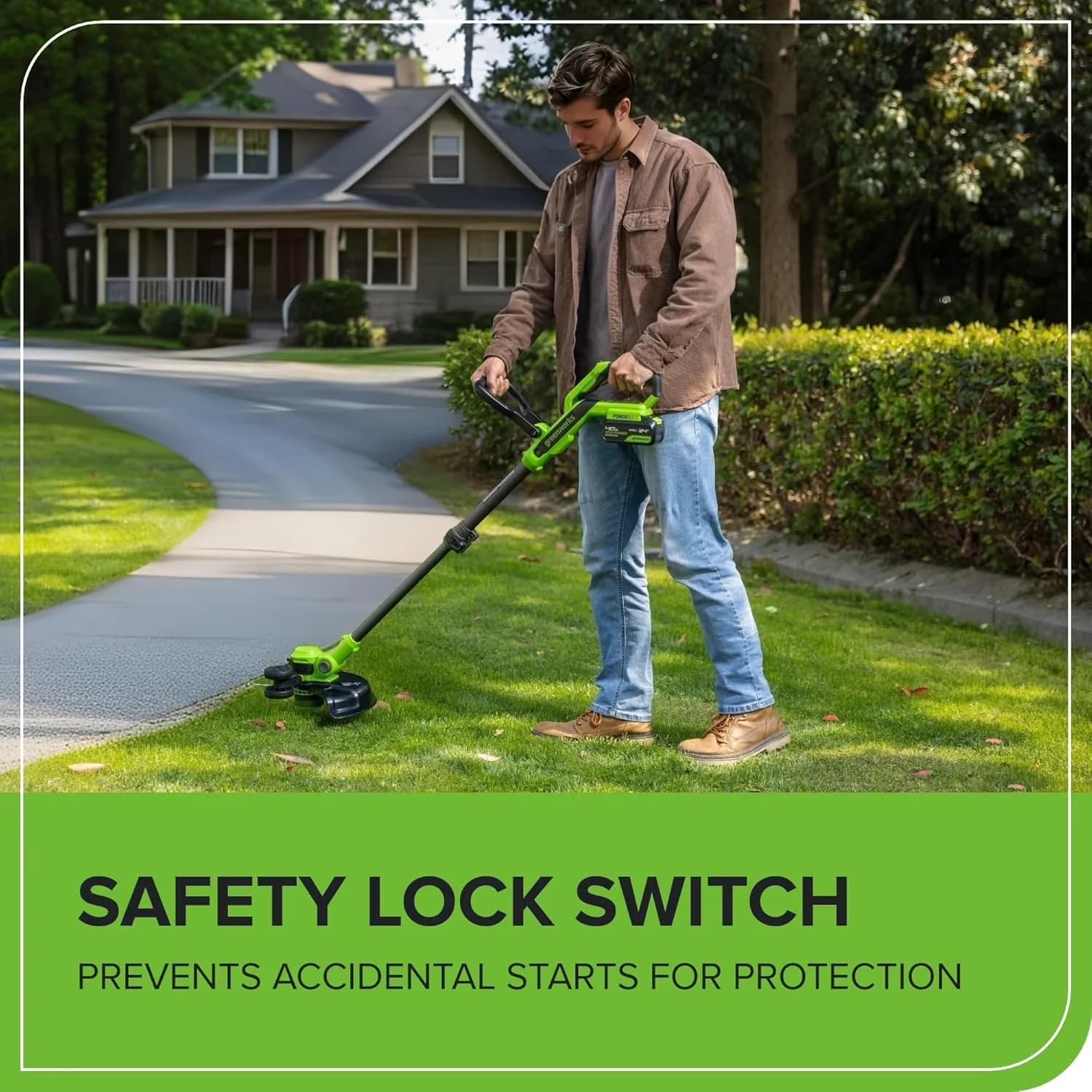 Quality String Trimmer with Battery, 24V, Attachment Capable - Green - Residential Grade Model A32878