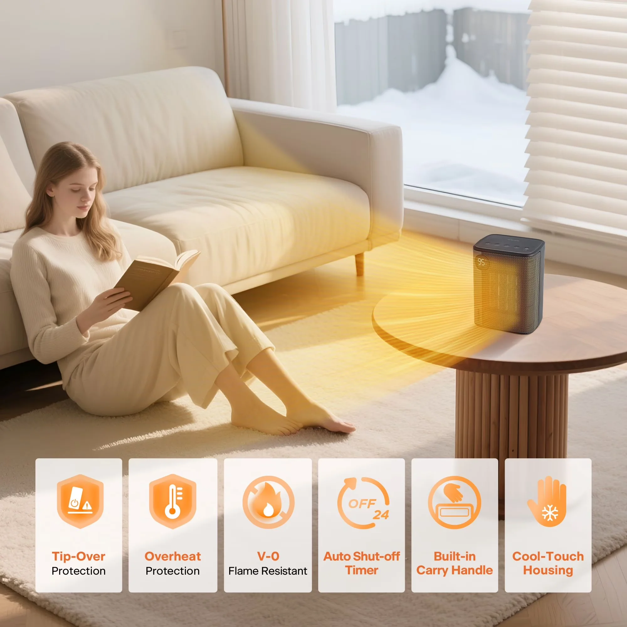 Essential Portable And Electric Space Heater with Mold & Mildew Resistant, Automatic Shutoff - Gray Model E2FC4D