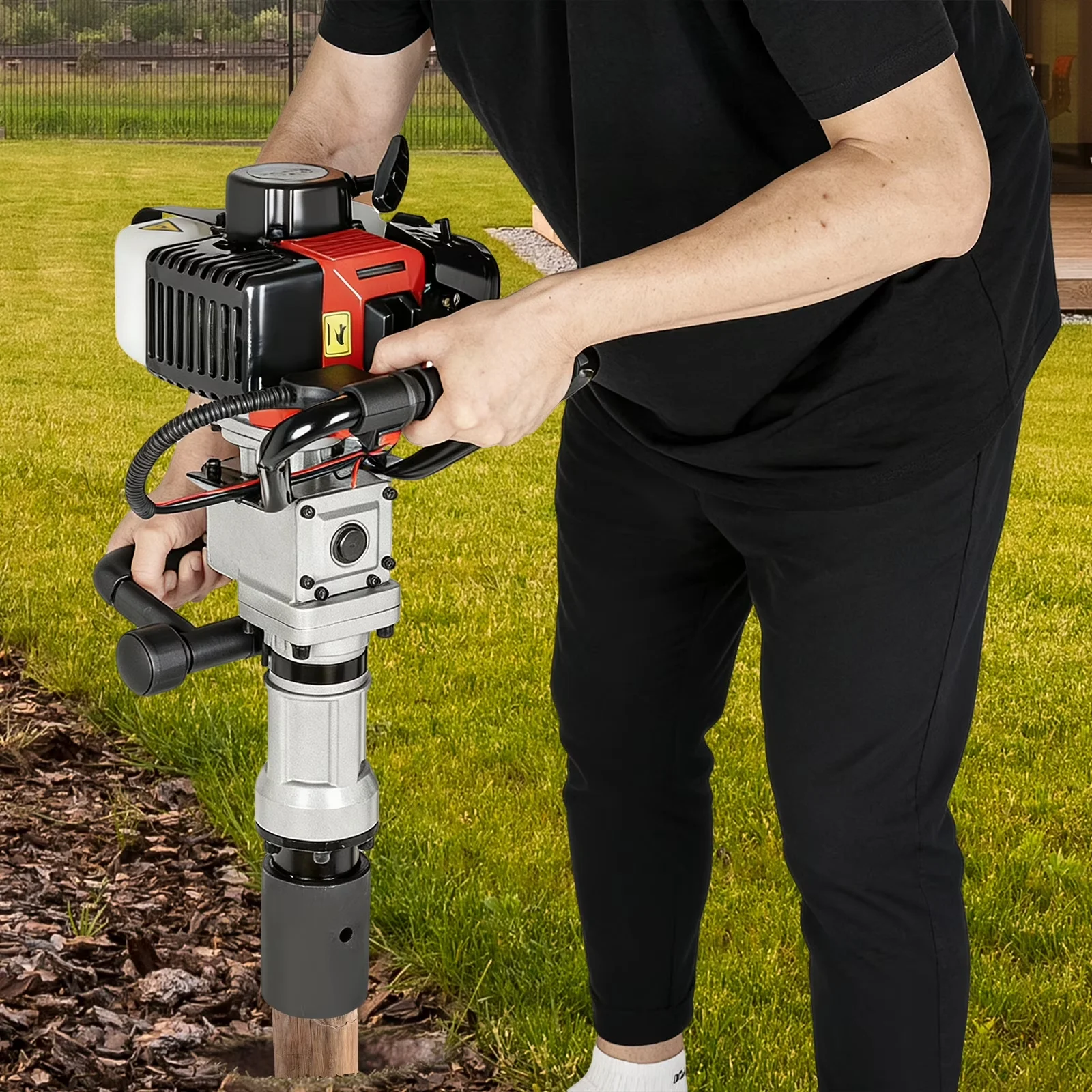 Compact Drills Driver with Internal Vibration Dampening, Handheld Pile Pounder - Silver Model 2ACA09