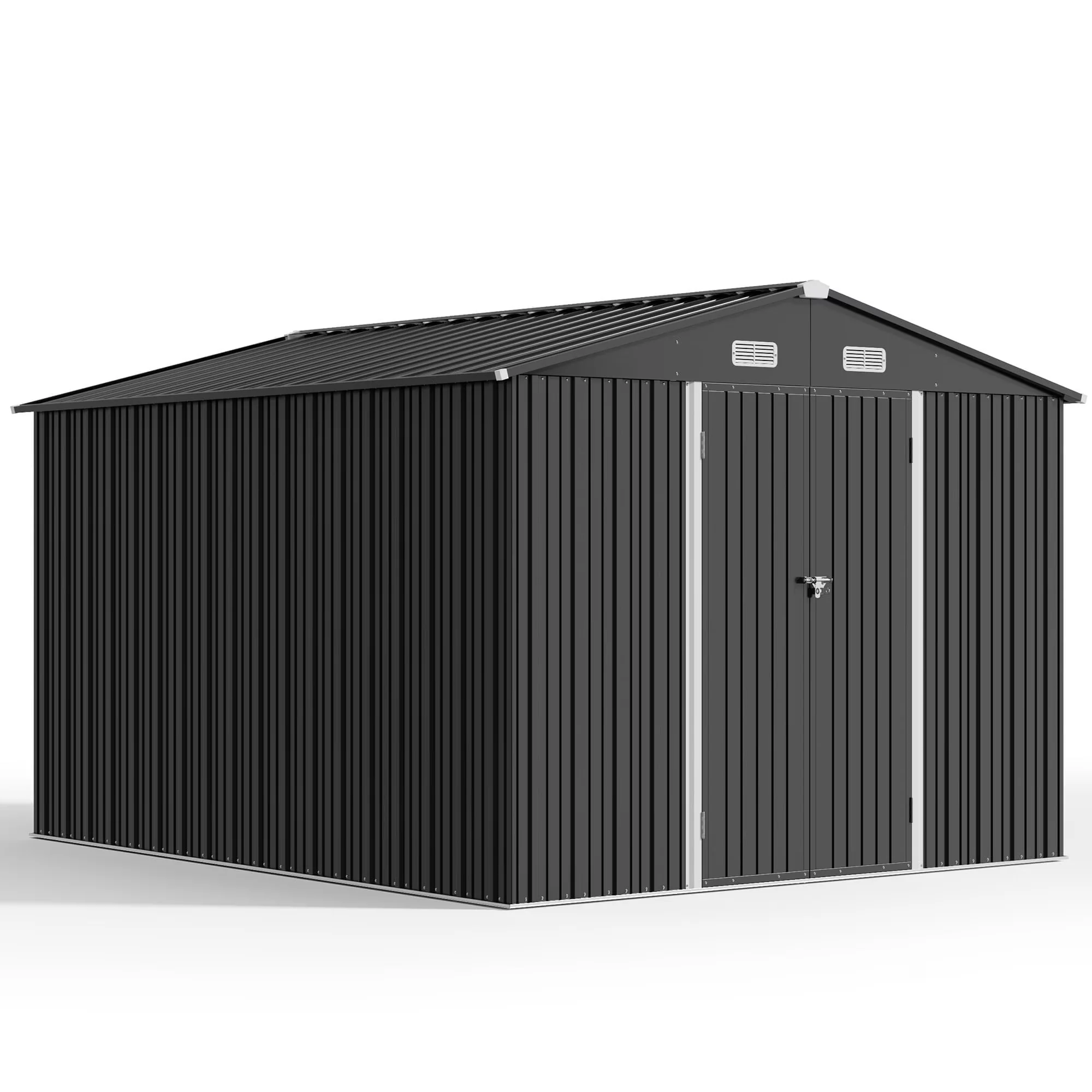 Shed Innovative with Lockable Door, 10 x 10 FT Sheds and Outdoor Storage - Metal Gray for Garden Model 69296D
