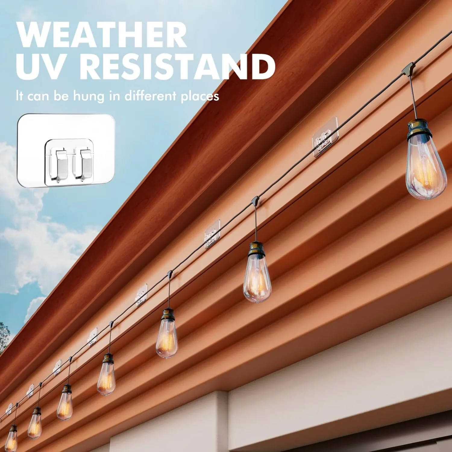 Fastener Compact with Waterproof, 100Pcs Hooks - Plastic Clear for Outdoor, Indoor Model 6024CF