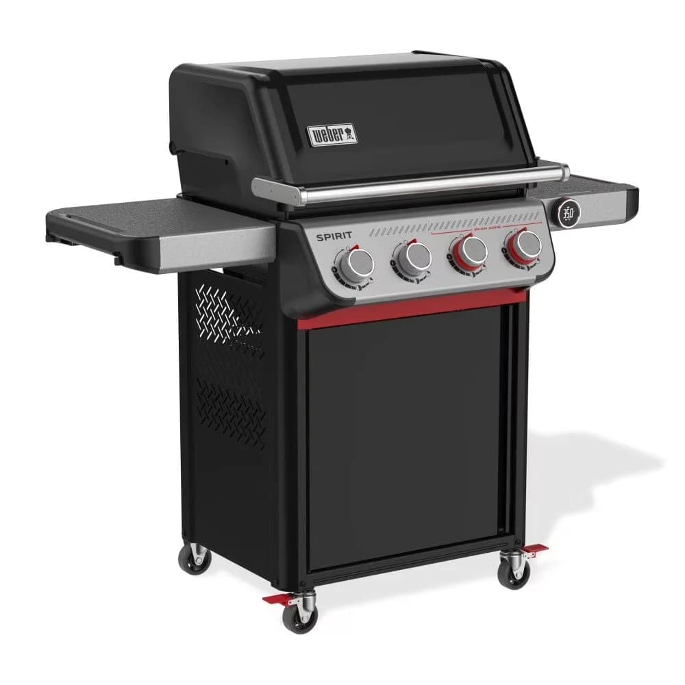 Versatile Gas Grill with 35000 BTU, Heat Thermometer - Cast Iron Black Model 208591