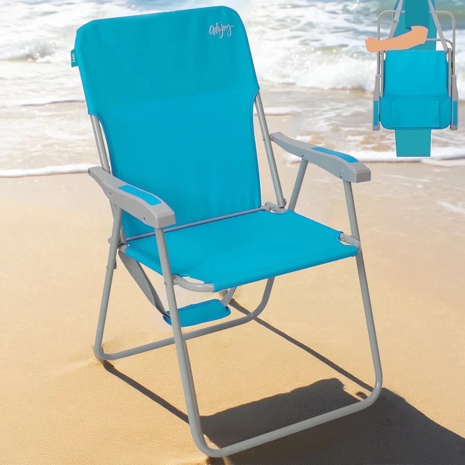 Beach Chair Durable with Folding, High Back Chairs - Blue for Home and Office Model 087BC8