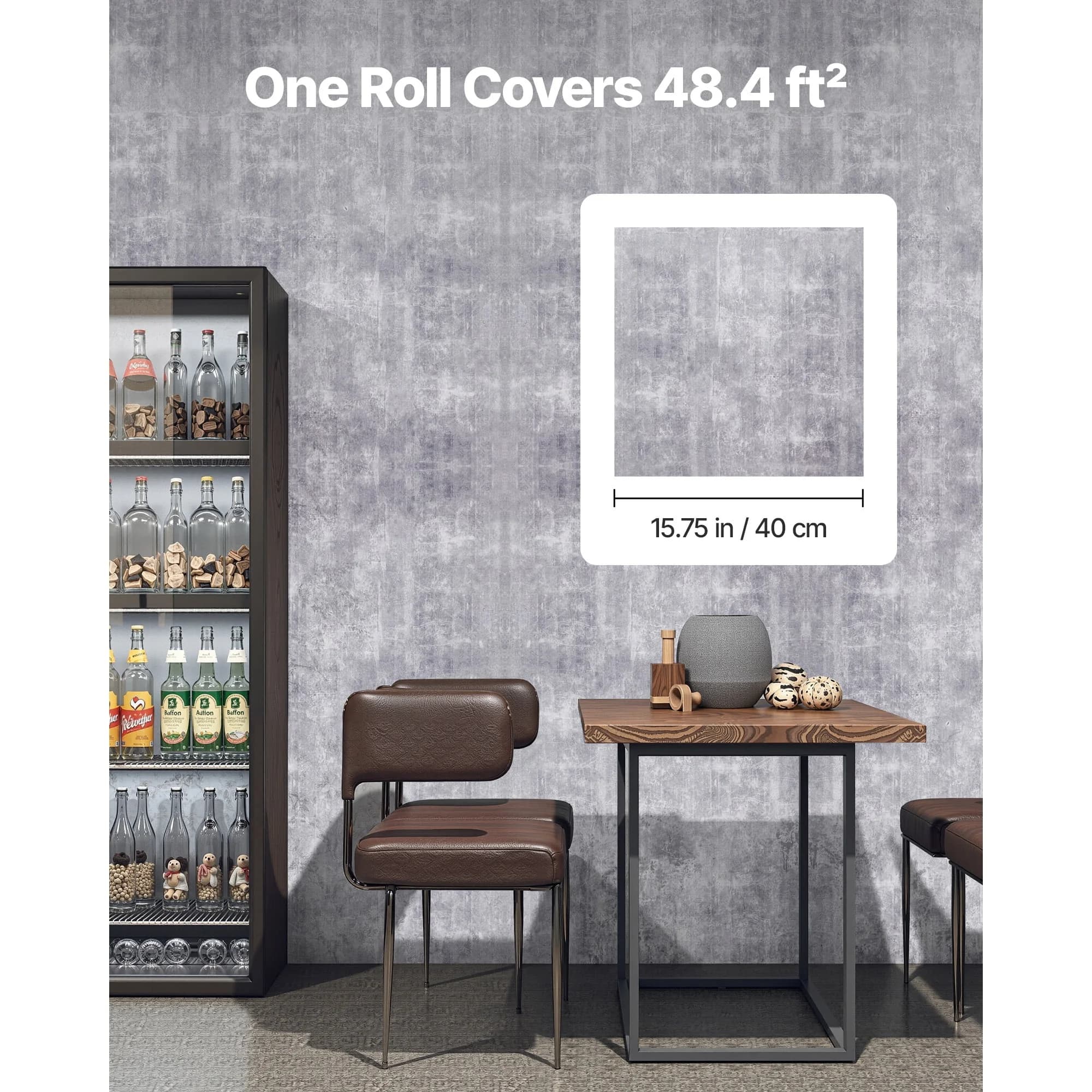 Efficient Wallpaper with Durable, Removable, Peel and Stick - Gray Pvc Model ADA3E8