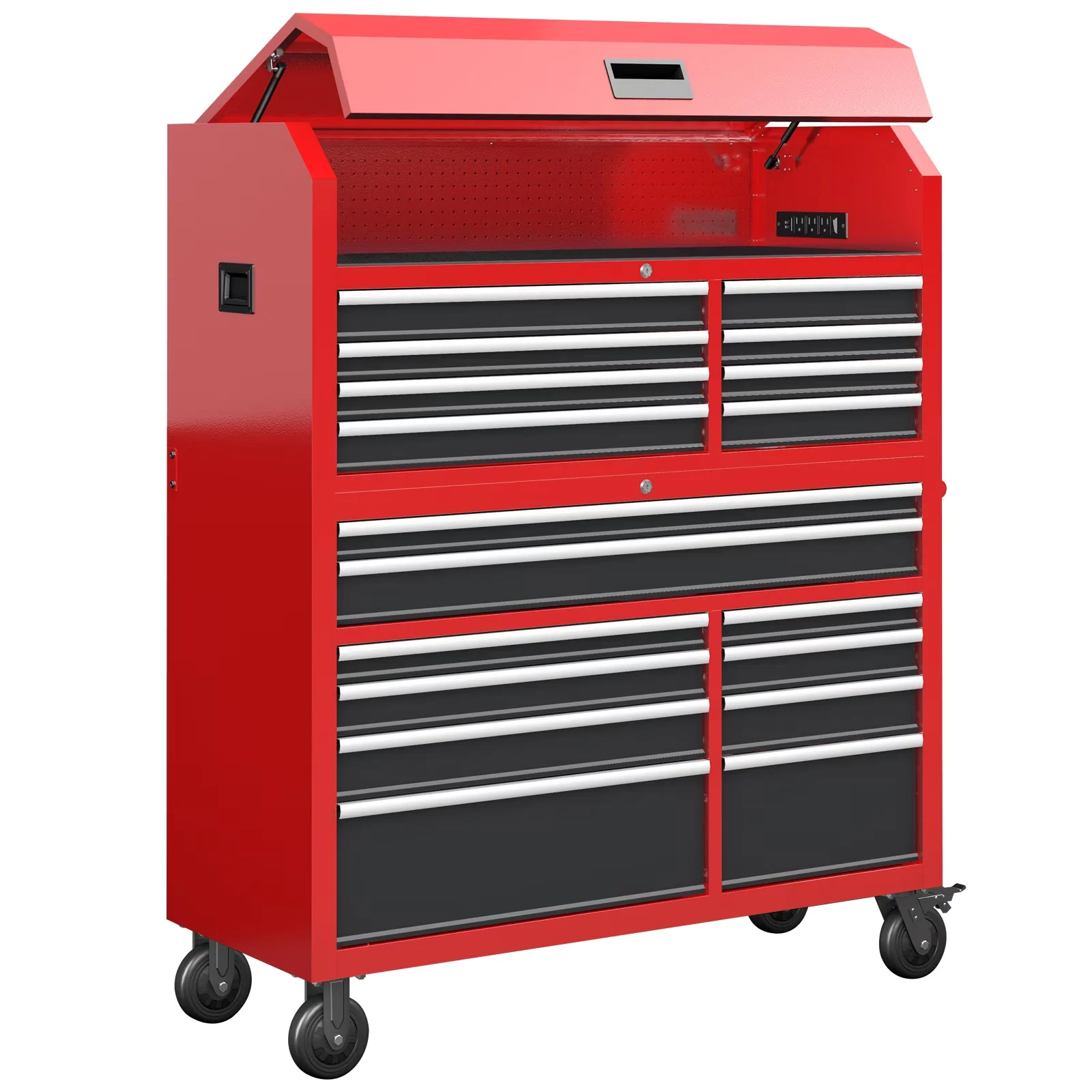 Quality Toolstorage with Rolling, Storage, Locking System and Ball Bearing Slides - Red Metal for Garage Model 8BBC4C