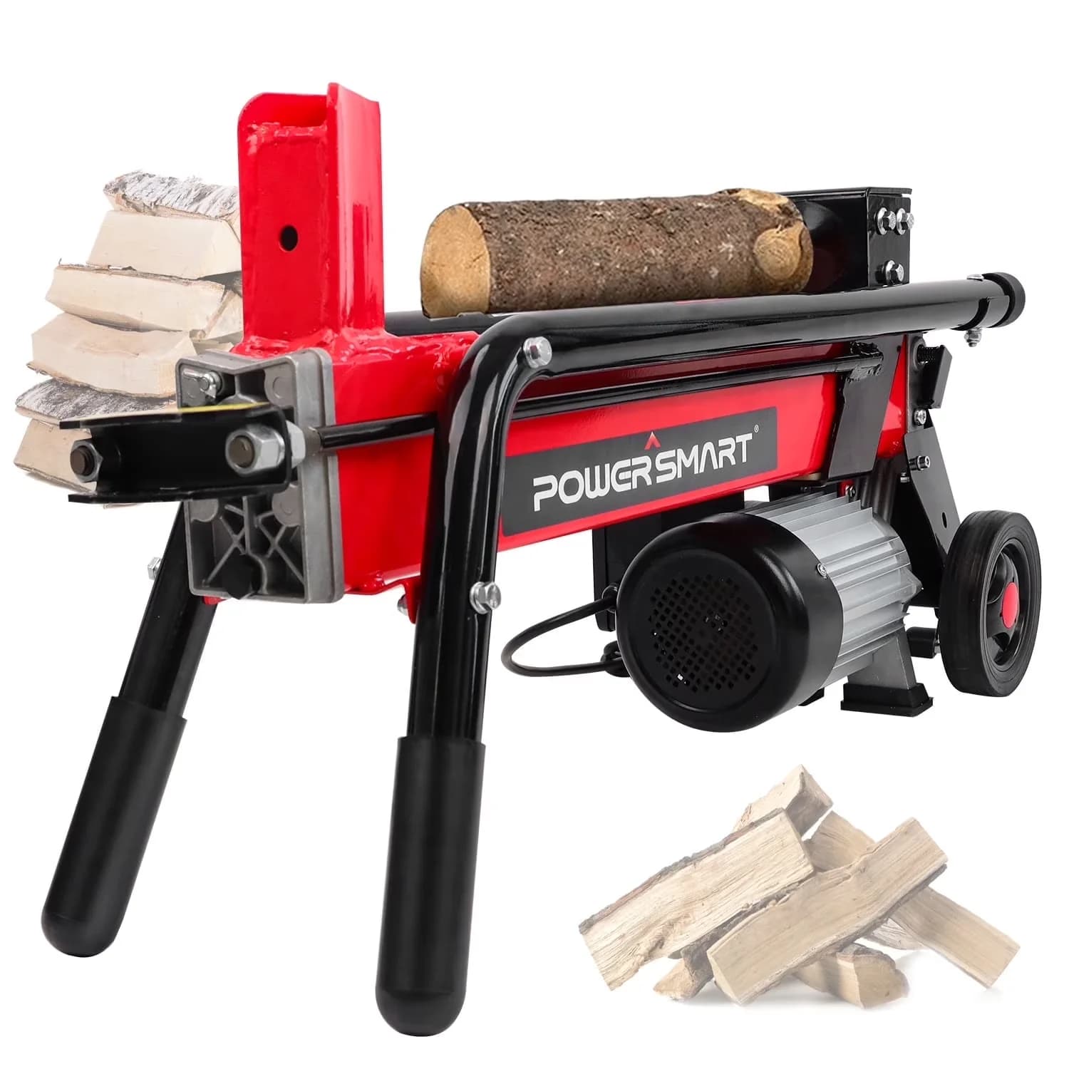 Sleek Logsplitter with Wheeled, 7-Ton Electric Log Splitter, 15A - Long-Lasting Performance Model 494E46