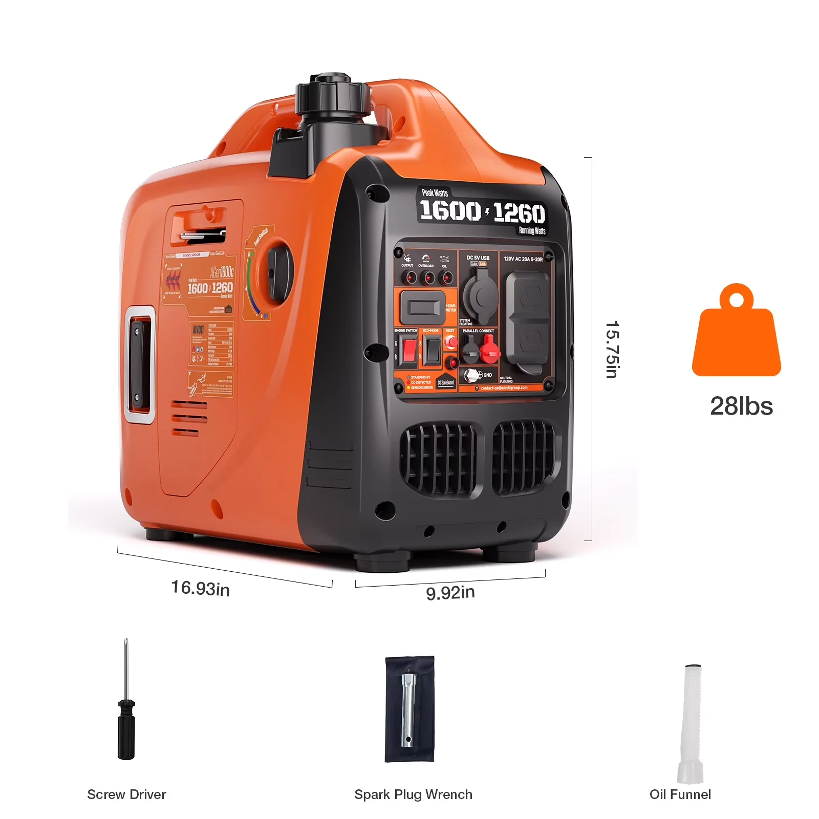 Versatile Generator with 1600W, Overload Protection, Co Shut-Off for Home, Camping - Model 3758F4