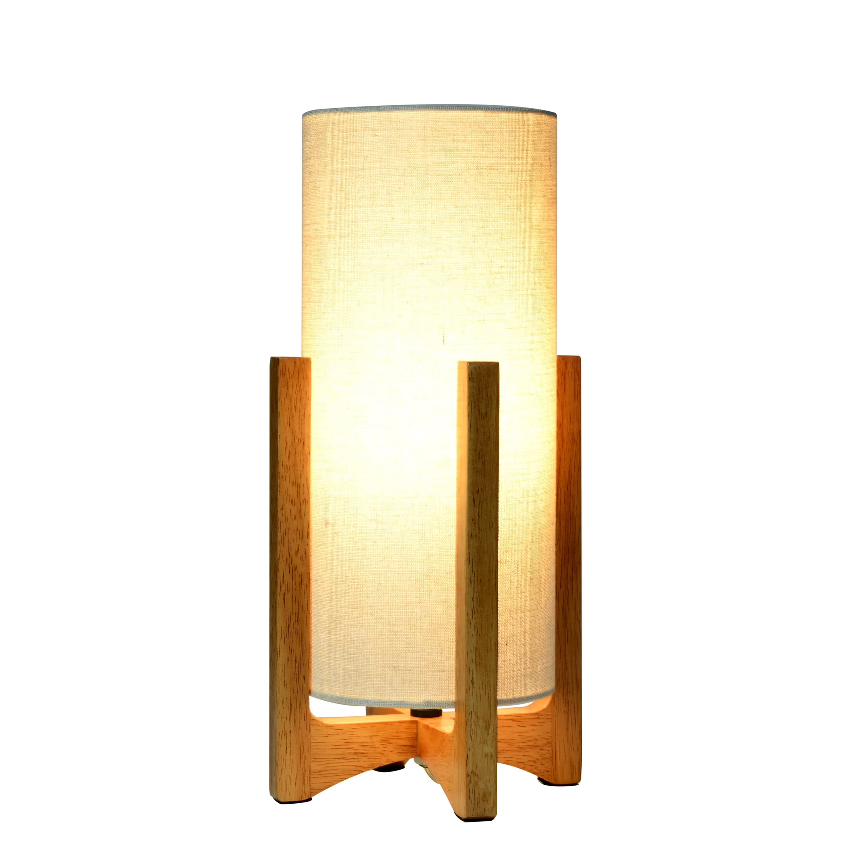 Quality Table Lamp with LED, Smart Compatible, Standard Lamps - Metal; Wood White Model 6C02E4