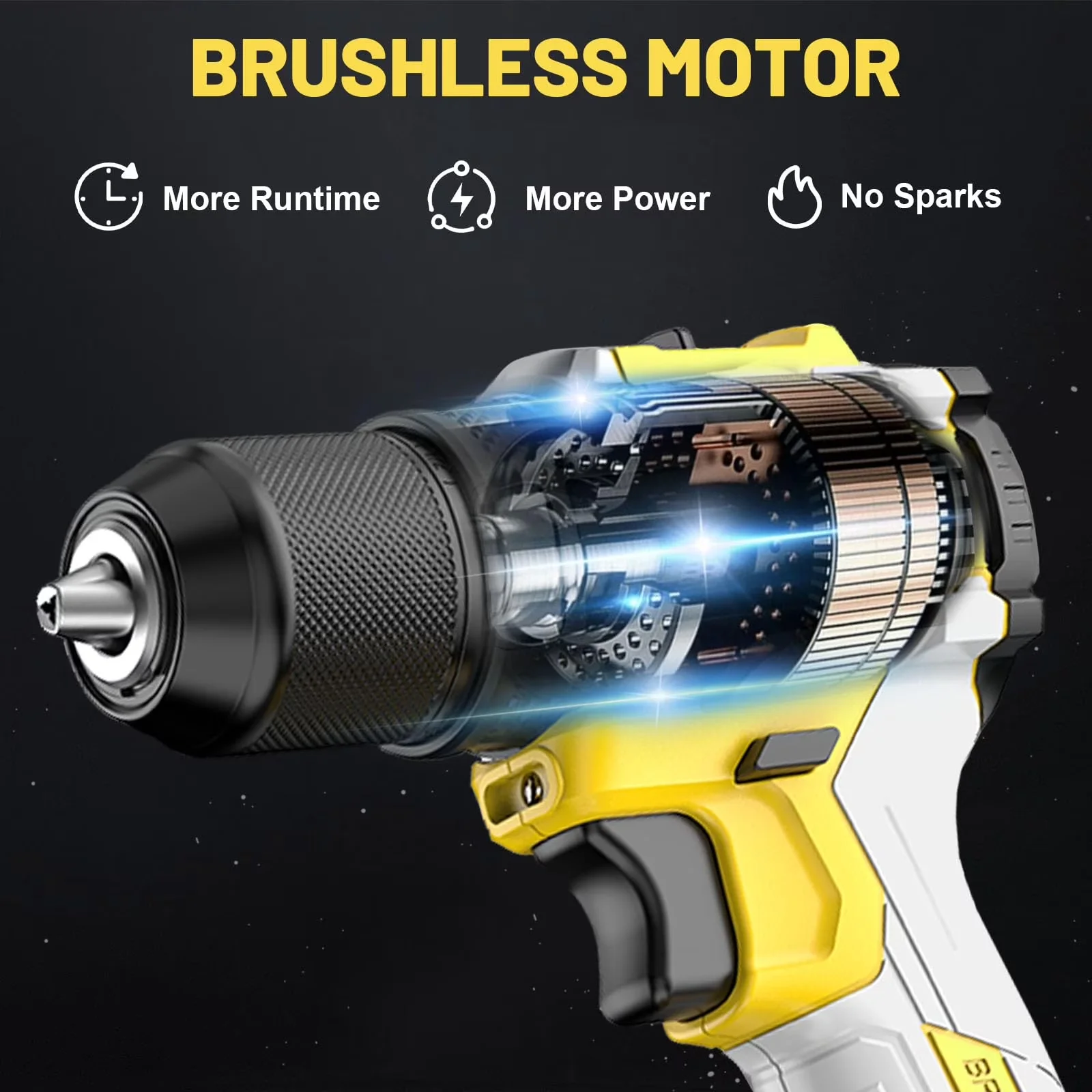Drills Driver Compact with Battery, 20V, Cordless - Yellow - Compact and Portable Model 21A2E0