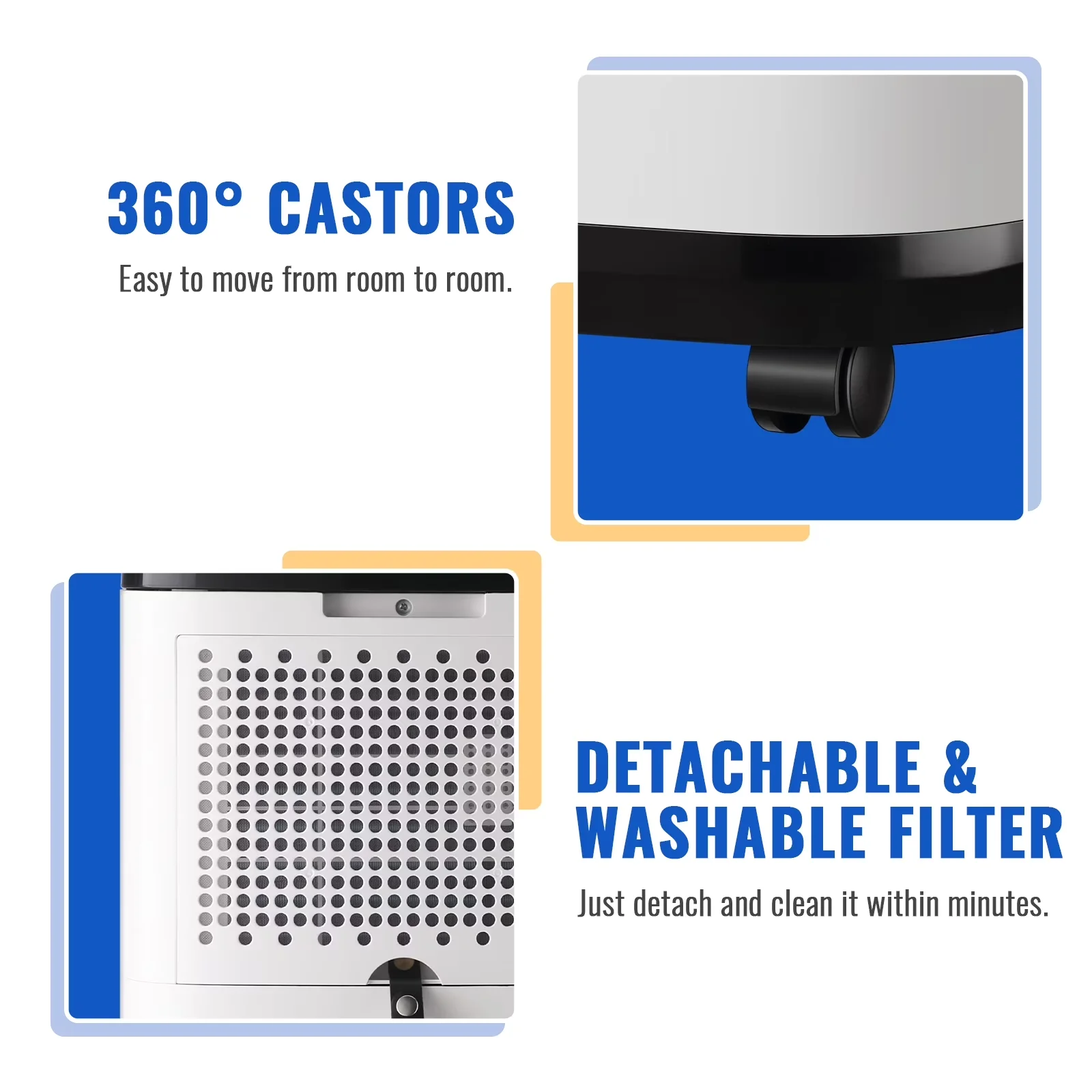 Dehumidifier Classic with Automatic Defrost Control, Dehumidifiers 15 Pints Max - White for Home Model DC69A6