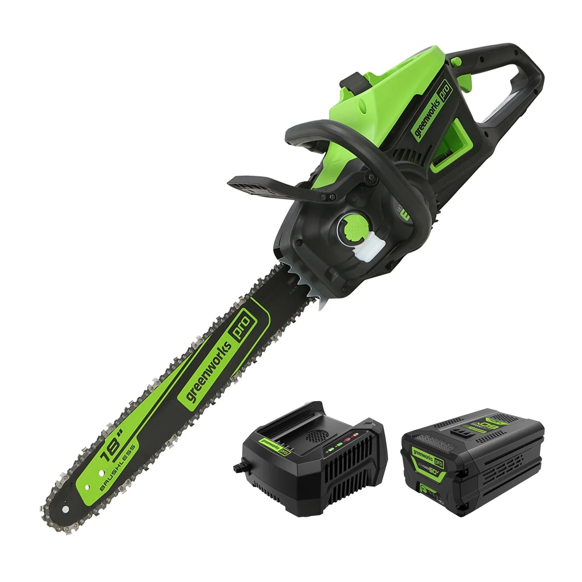 Modern Chainsaw with Battery, 60V, 60V 18" Cordless - Green for Multiple Applications Model 6B5E7F