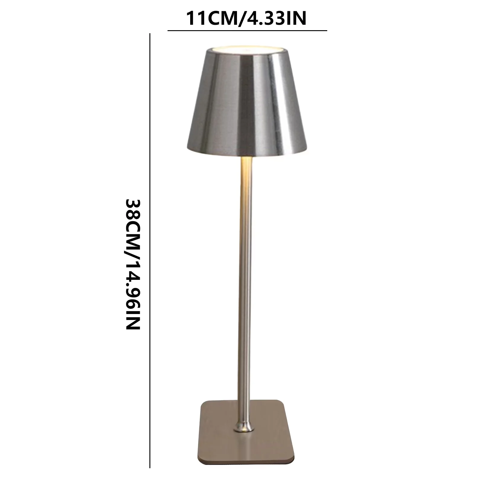 Versatile Desk Lamp with LED, Battery - Silver Metal for Office, Bedroom Model A868C4