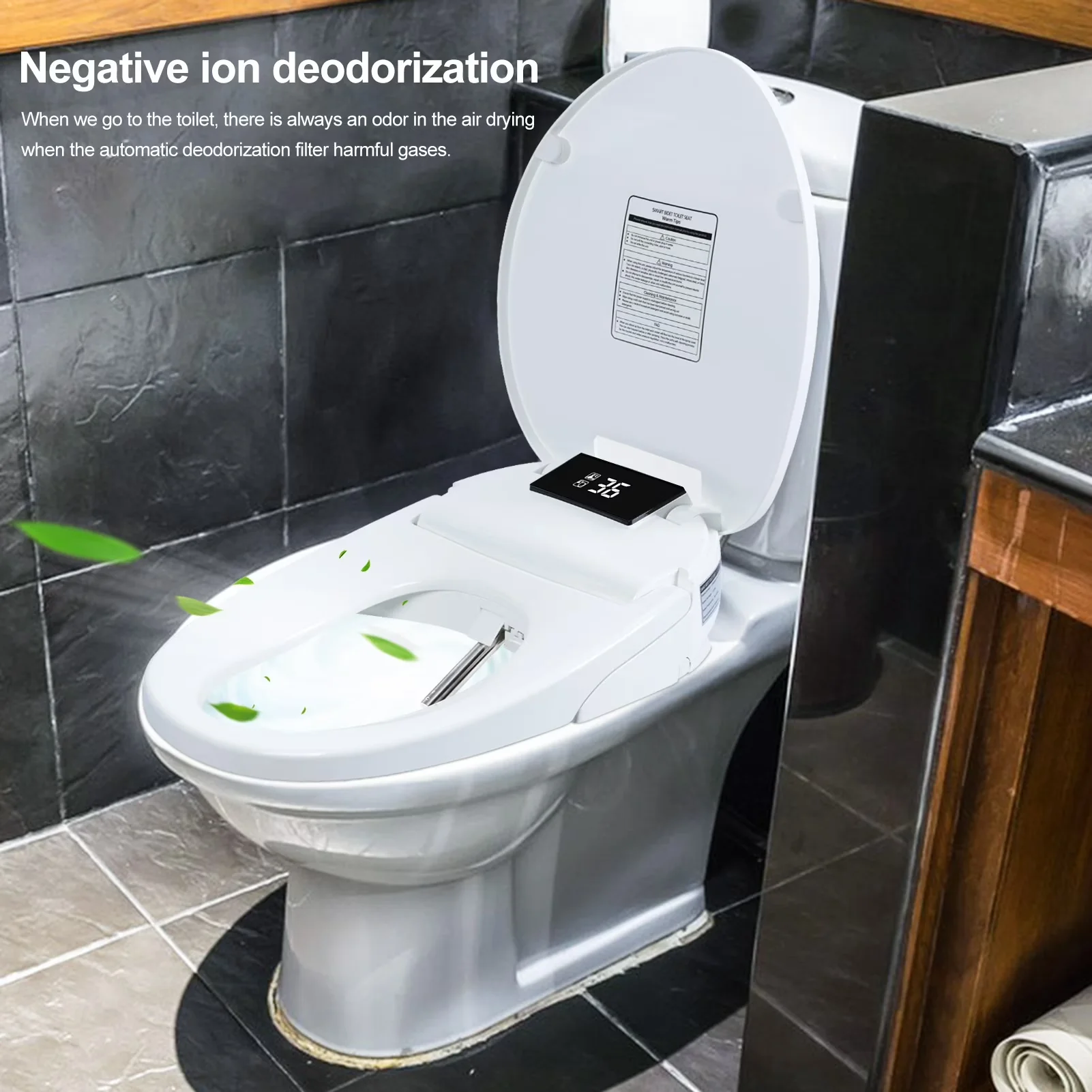 Toilet Seats And Lid Durable with Self-Cleaning, Wireless Remote (Fits 48-49.5cm Toilets), 5-Level Air Dry - 1 White Model DDE144