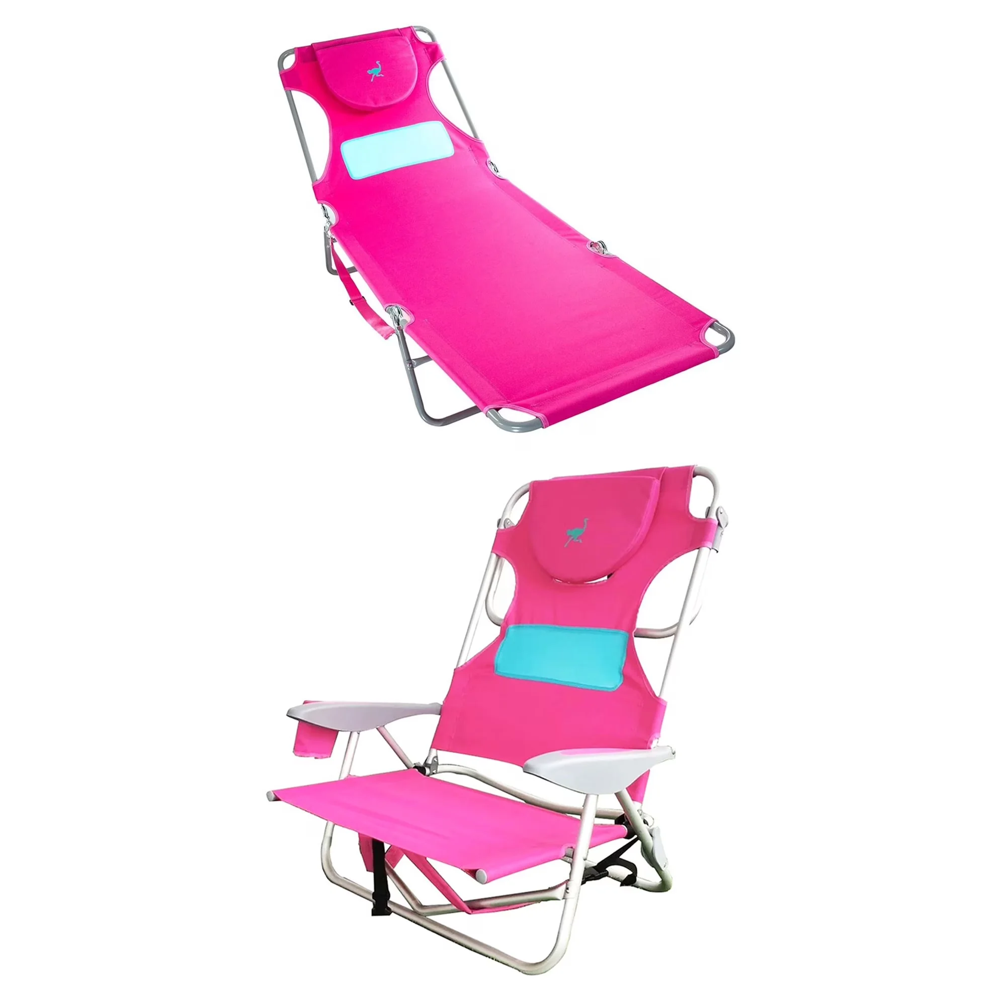 Reliable Beach Chair with Folding, Ladies Comfort Lounger and On-Your-Back, Pink - Pink Model F784E5