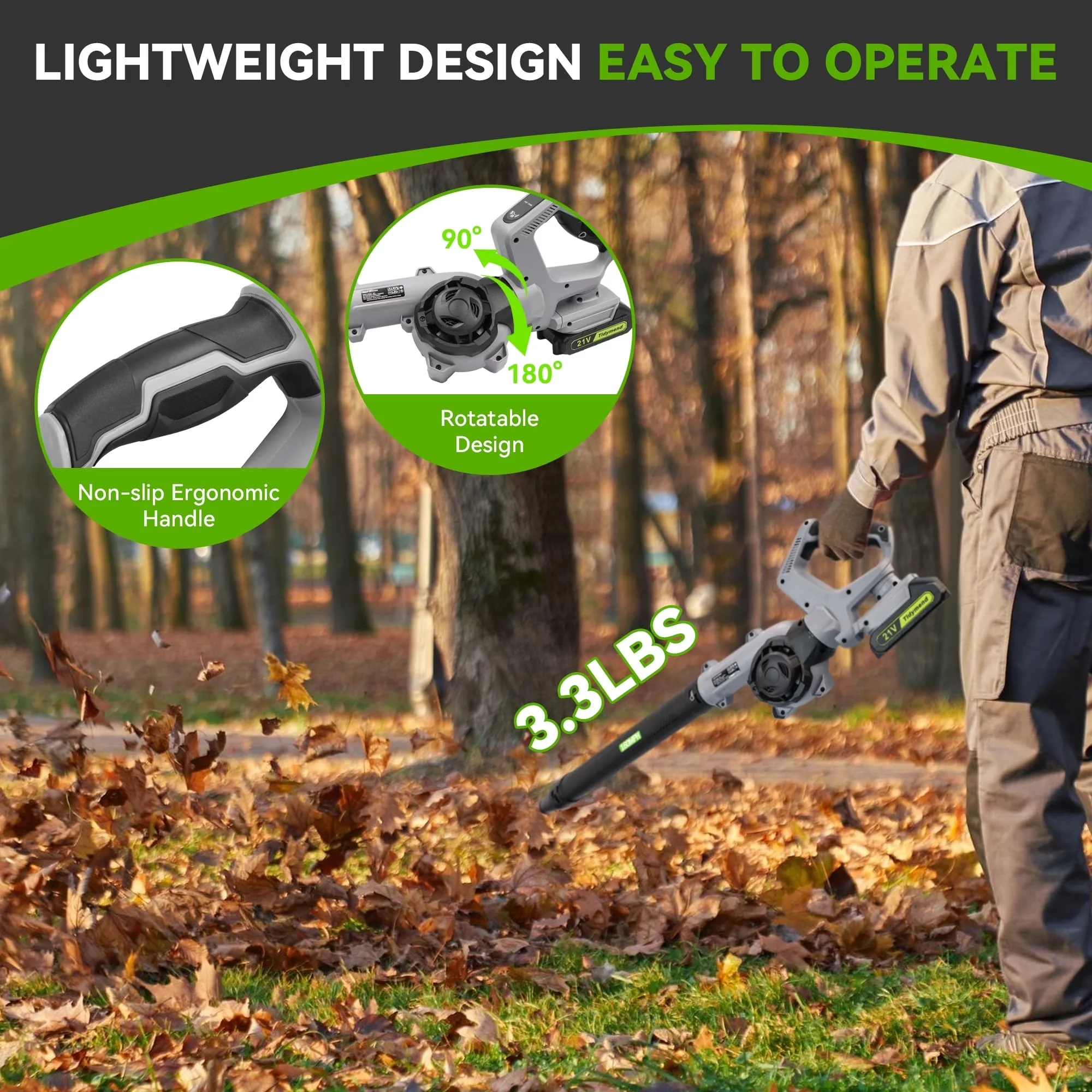 Durable Leaf Blower with Battery, 20V, 20V Cordless for Patio - Easy to Use Model 30C512