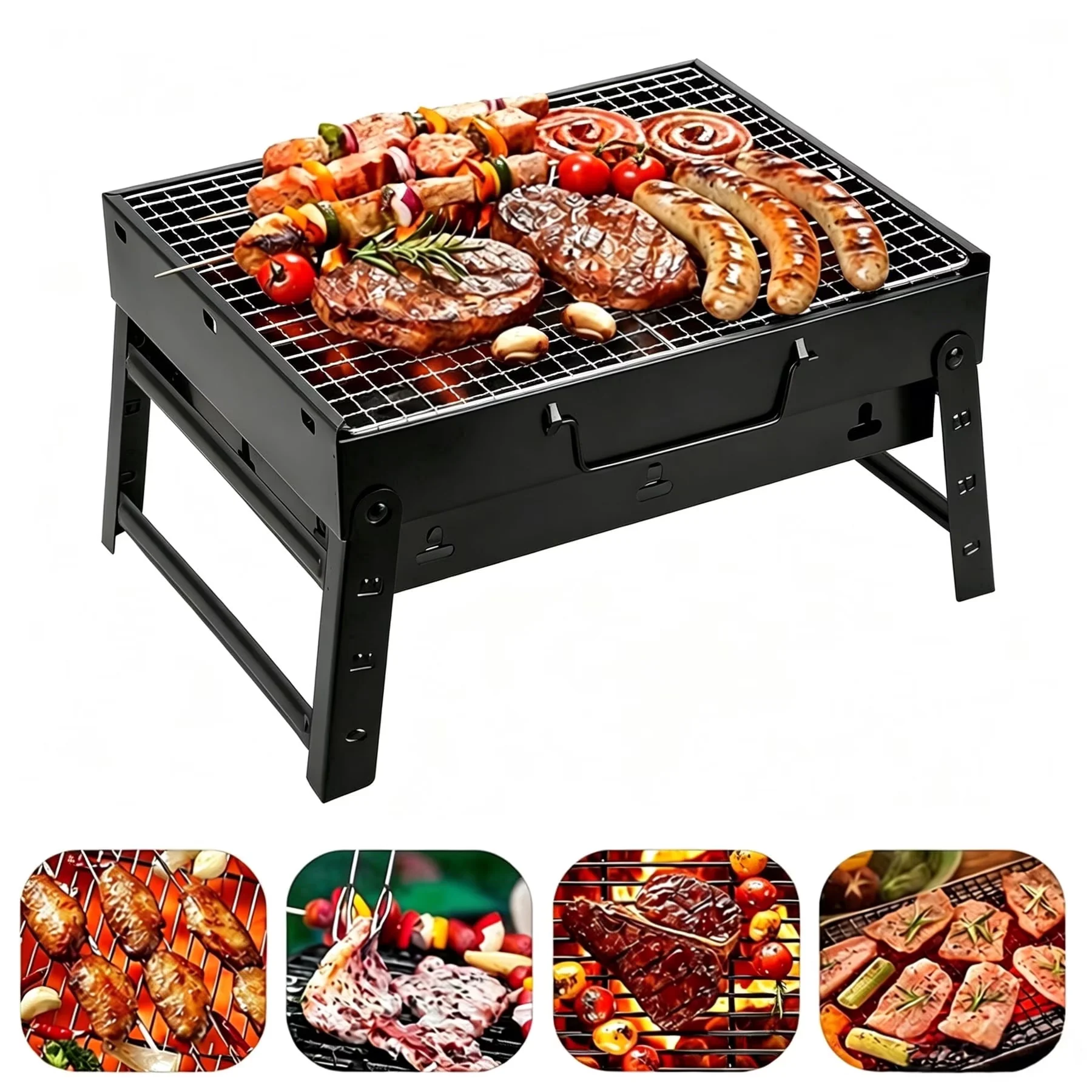 Quality Flat Top Grill with Portable, Foldable, Compact Lightweight Outdoor - Black Steel for Camping Model 8C0291